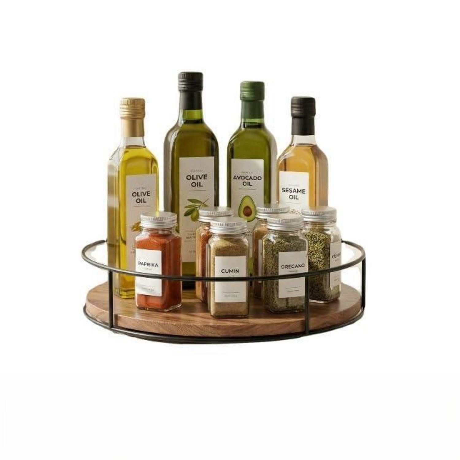 LuxusKollektion Gewürzregal Drehbares Gewürzregal Holz 23cm, 1-tlg.