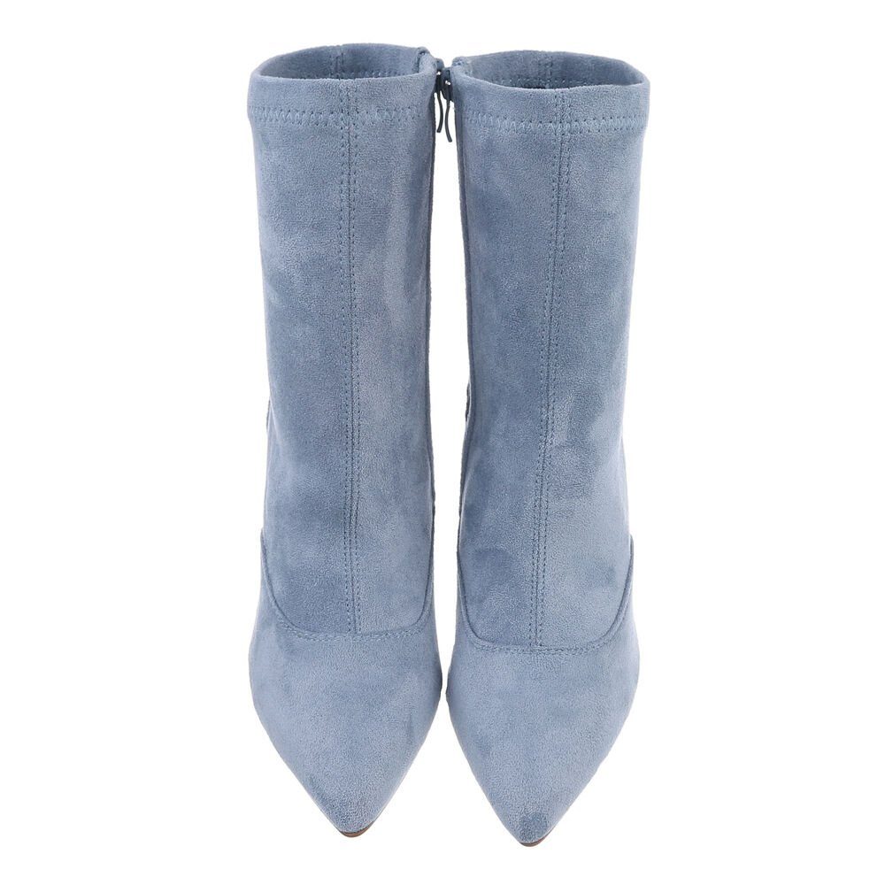 Ital-Design Damen Elegant High-Heel-Stiefelette (85493118) Blockabsatz High-Heel Stiefeletten in Hellblau