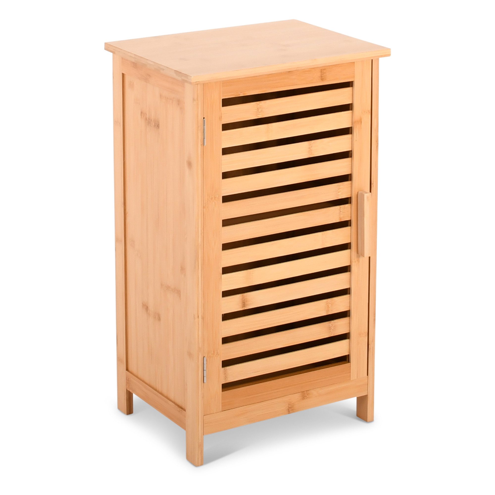 Raburg Hochschrank Badezimmerschrank, Bambus, Kivo 2 Lamellentüren & 6 Fächer, für Bad, Flur oder Küche, zeitloses Design