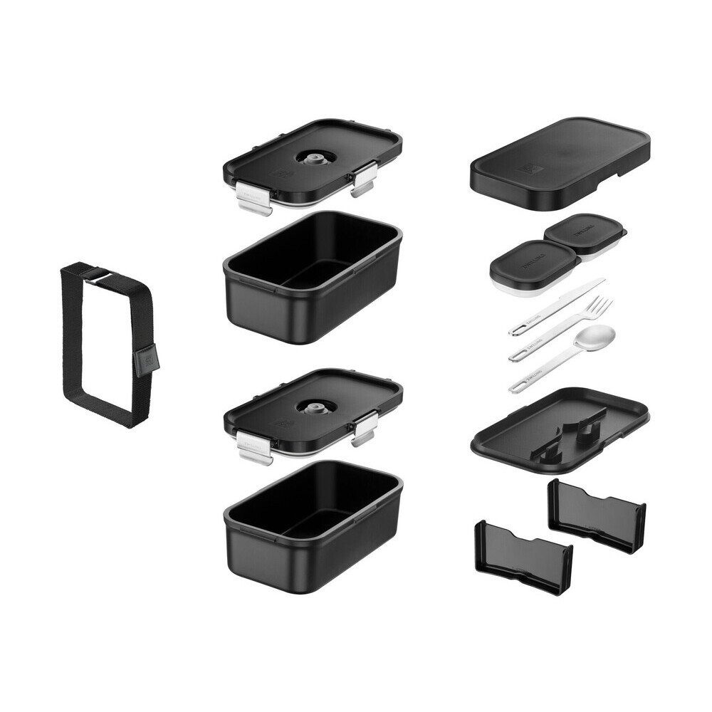 Zwilling Elektrische Lunchbox Vakuum-Lunchbox to go 16-tlg. Fresh & Save schwarz, Kunststoff, Silikon, 18/10 Edelstahl