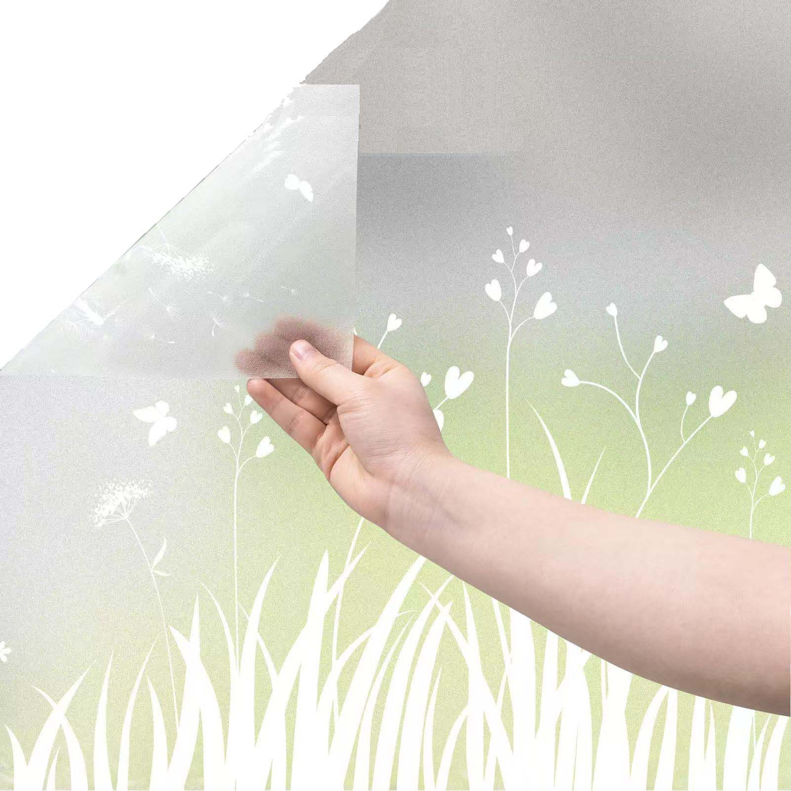 Zyronn Fensterfolie Blickdicht Löwenzahn Sichtschutzfolie Anti-UV für Badezimmer