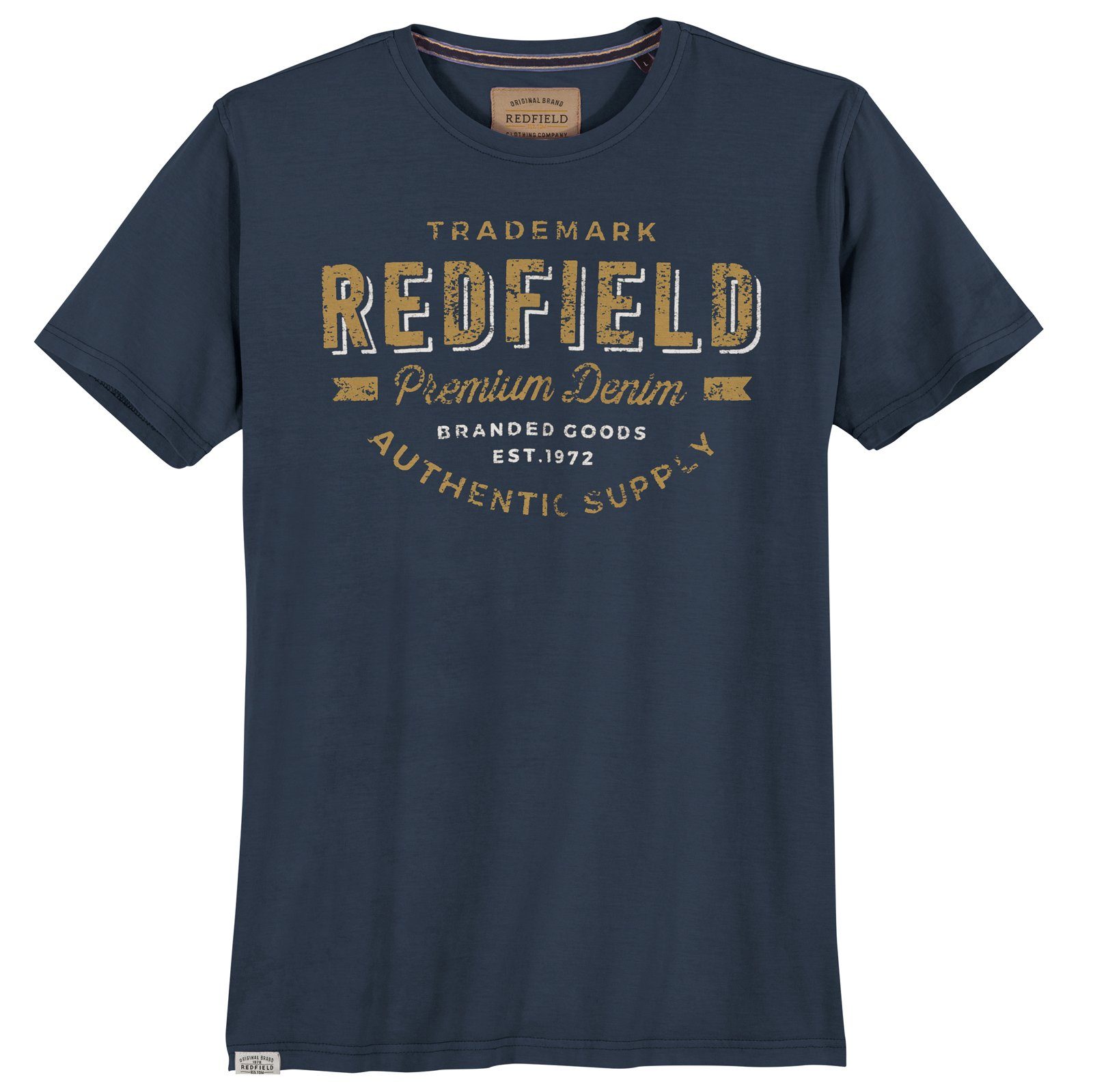 redfield Rundhalsshirt Große Größen Herren Redfield Logo T-Shirt jeansblau | T-Shirts