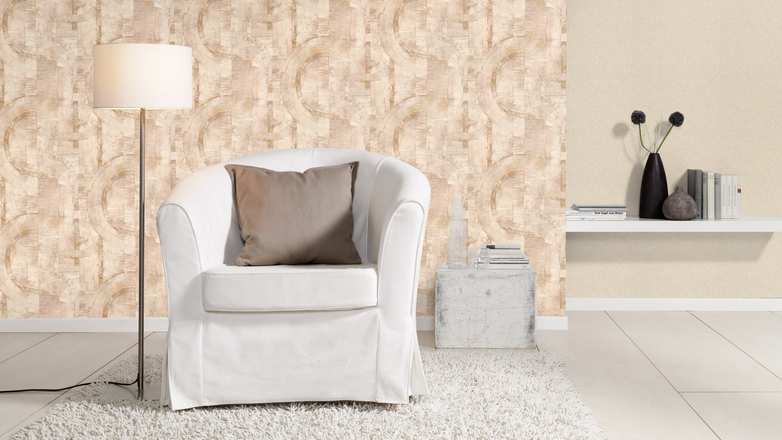 Rasch Vliestapete Strukturoptik - Vinyltapete Uni Grau, Floral, (1 Rolle, 1 St., 10,05 m x 0,53 m), gute Lichtbeständigkeit, feucht abwischbar, restlos abziehbar