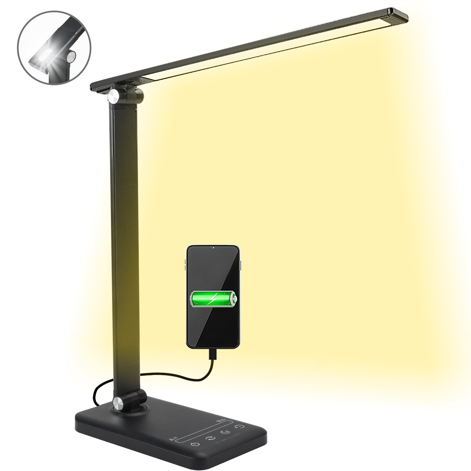 Tisoutec Tischleuchte »LED Schreibtischlampe mit Batterie und USB Ausgang«  online kaufen | OTTO
