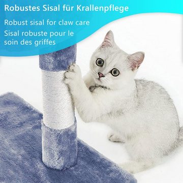 NYVI Kratzbaum Katzen Kratzbaum Luzifer 134 cm Grau - Kletterbaum für Katzen, Mit Katzenhöhle, 2 Plattformen, Katzenspielzeug und Sisal Kratz Säule