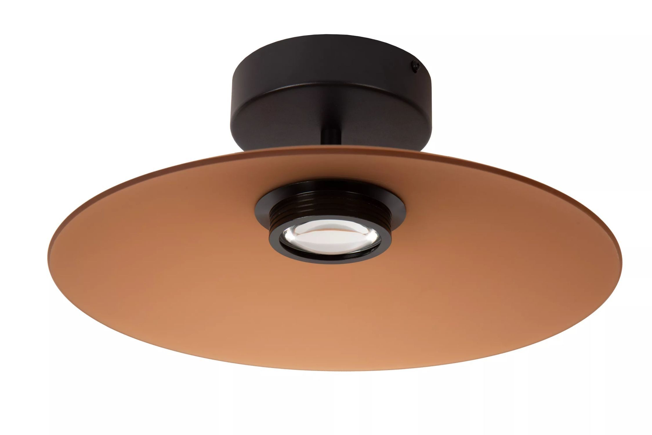 Licht-Erlebnisse Deckenleuchte SOMAR, LED fest integriert, Warmweiß, Metall Rauchglas LED Ø 40 cm Schwarz Bernstein rund warmweiß 2700 K