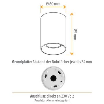 SSC-LUXon Aufbauleuchte Mini Aufbau LED Spot TOBI-S in rund weiss mit LED GU10 wechselbar 3W, Neutralweiß