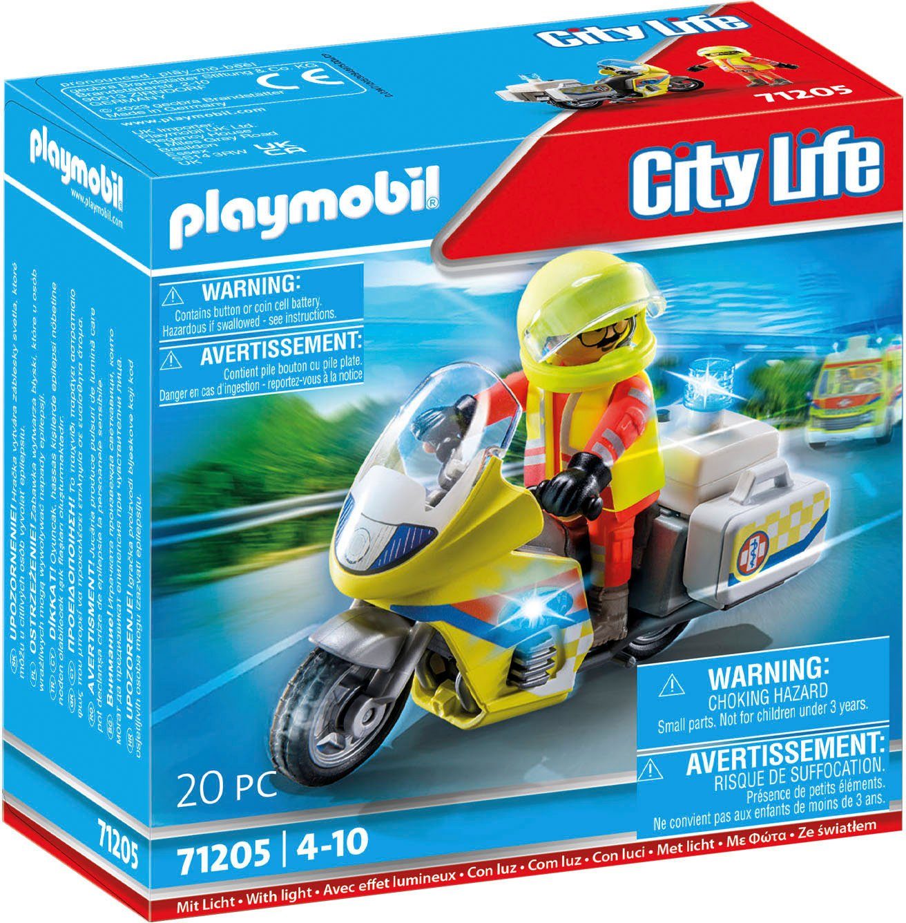 Playmobil® Notarzt-Motorrad mit Blinklicht (71205), My City Life Konstrukti günstig online kaufen