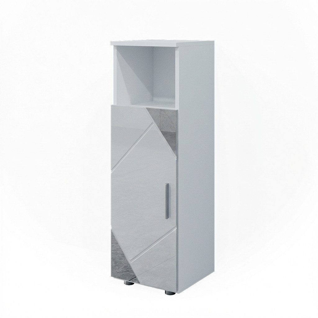 Vicco Midischrank Irma, Weiß Hochglanz mit Einsätzen, 30 x 95 cm (1-St) mit Dekospiegel