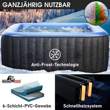 BRAST Whirlpool BRAST aufblasbar Tekapo für 4 Personen 158x158cm, (In-Outdoor Pool 108 Massagedüsen Timer Heizung), Aufblasfunktion per Knopfdruck Bubble Spa Wellness Massage