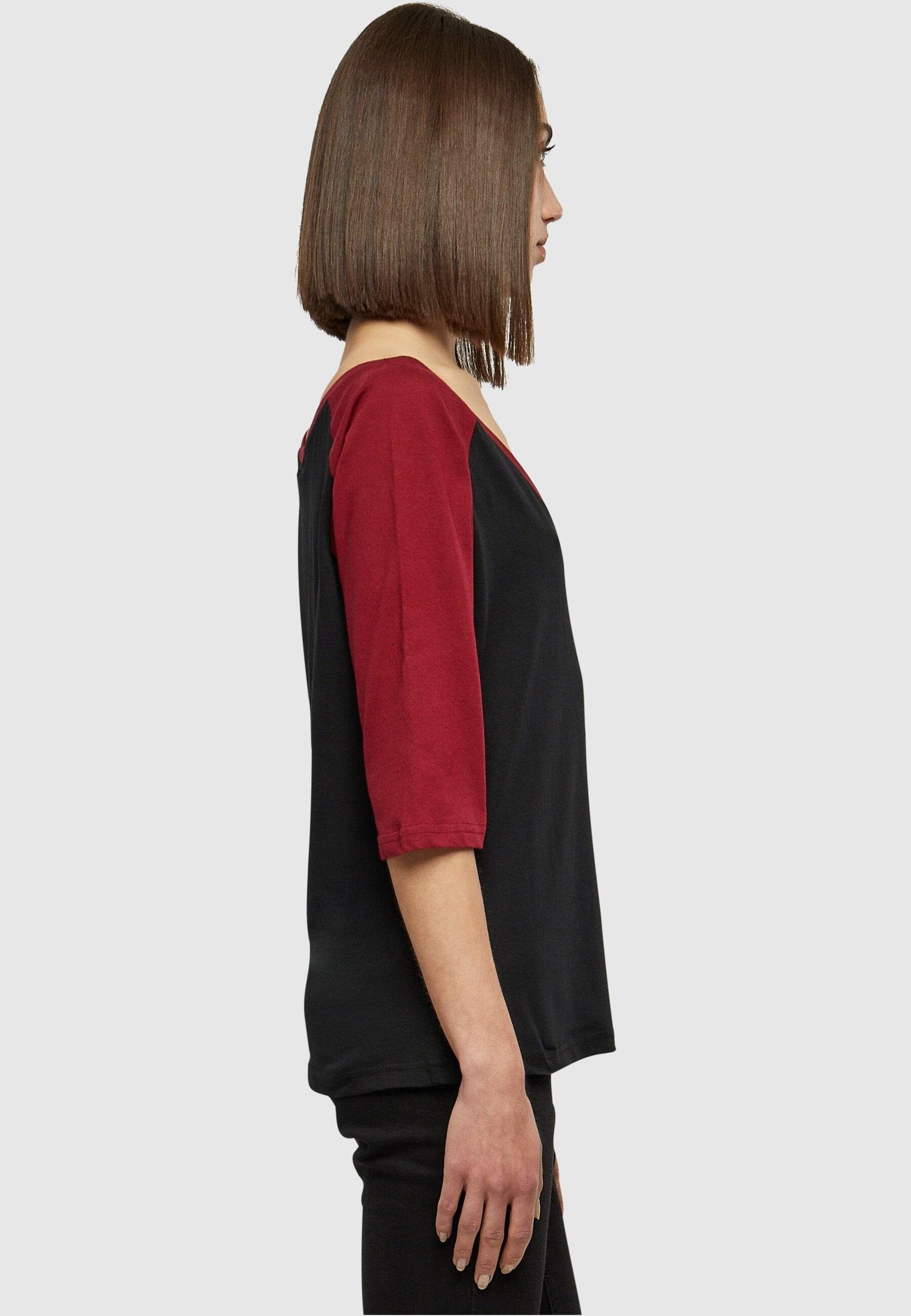Damen CLASSICS (1-tlg) URBAN Kurzarmshirt 3/4 Contrast Ladies black/burgundy Tee Raglan