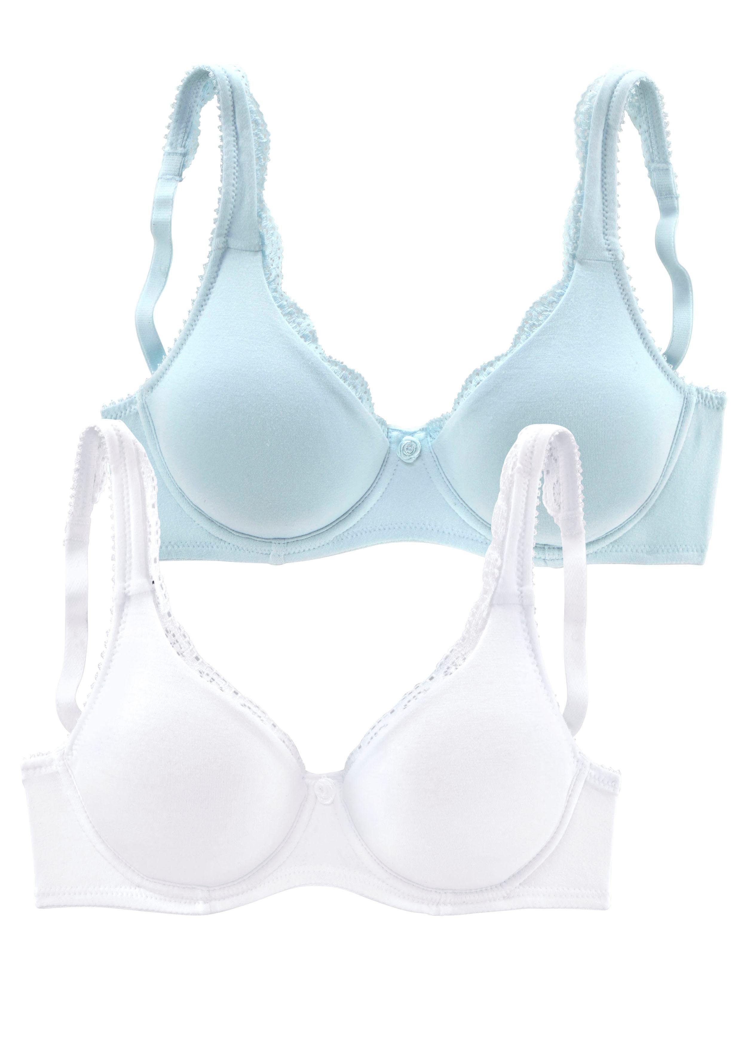 petite fleur by Lascana T-Shirt-BH, BH mit Bügel, Baumwoll-BH, Bügel-BH (Packung, 2 Stück) bequemer BH, Baumwoll-Qualität, große Größe – Bild 2 von 5