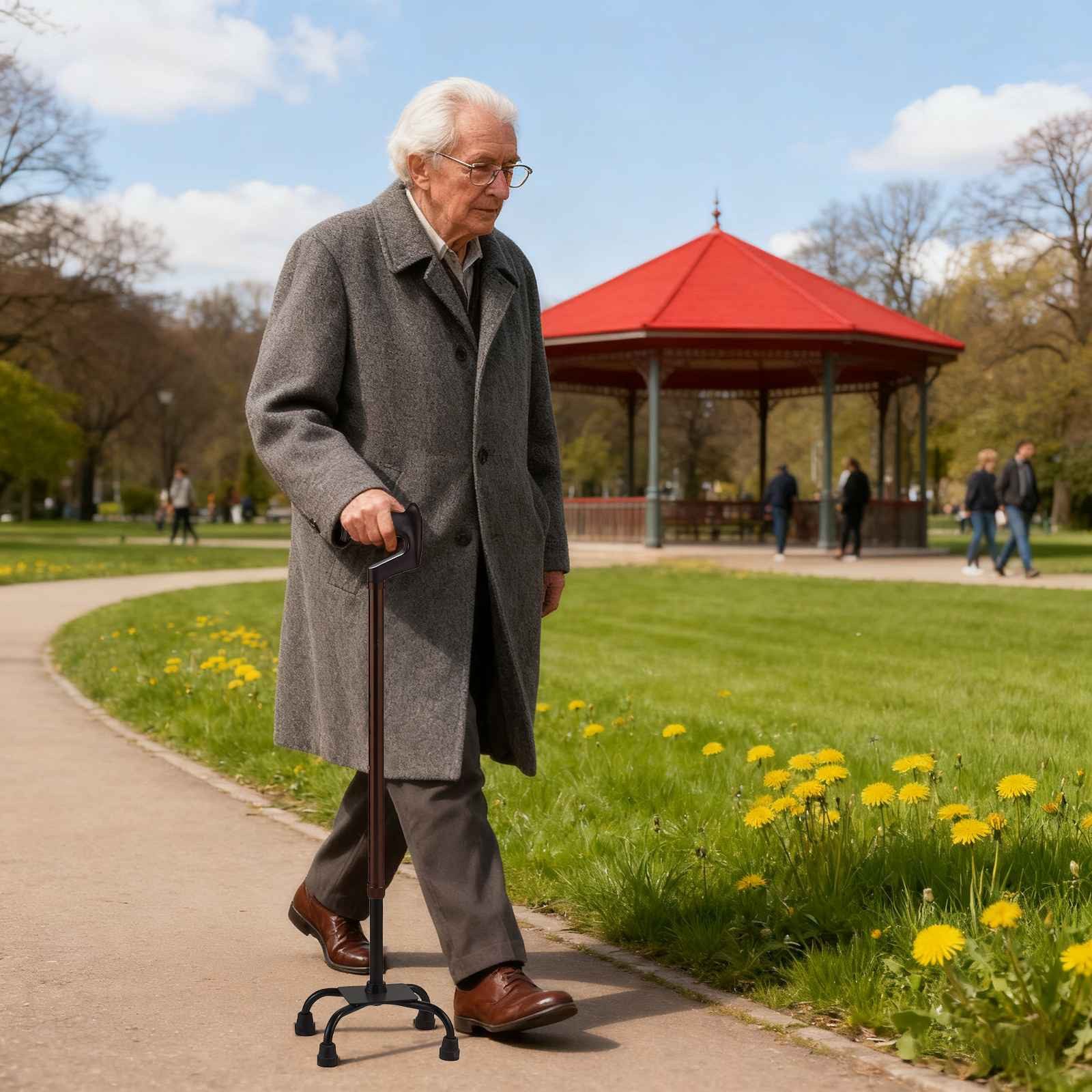 BBG Gehstock Gehstock höhenverstellbar mit rutschfesten Gummifüßen, stabile Gehhilfe mit verstärkter Basis für sicheren Alltag