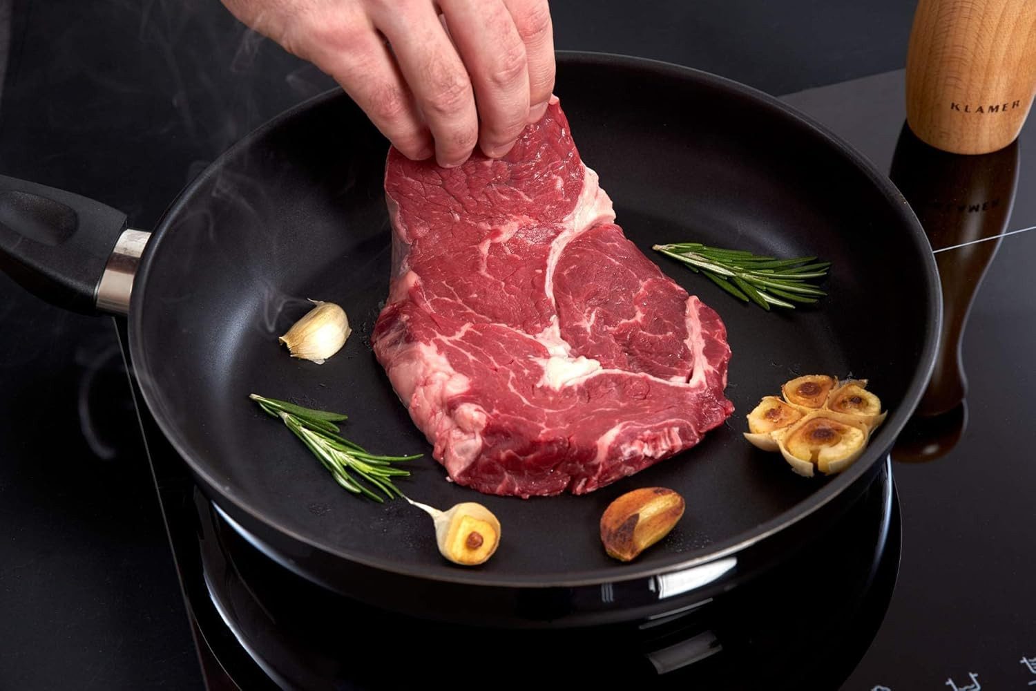 KLAMER Bratpfanne 20cm, antihaftbeschichtete Induktions-Pfanne, Premium Beschichtung, h…, Edelstahl, Spülmaschinenfest, für alle Herdarten