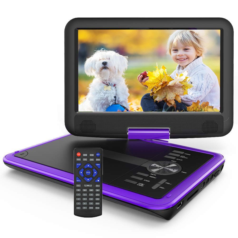 Avylet 11,5" Tragbarer DVD-Player mit 9,5" HD-Schwenkbildschirm Portabler DVD-Player (6 Stunden Akkulaufzeit, Sync-TV/USB/TF-Karte-Unterstützung)