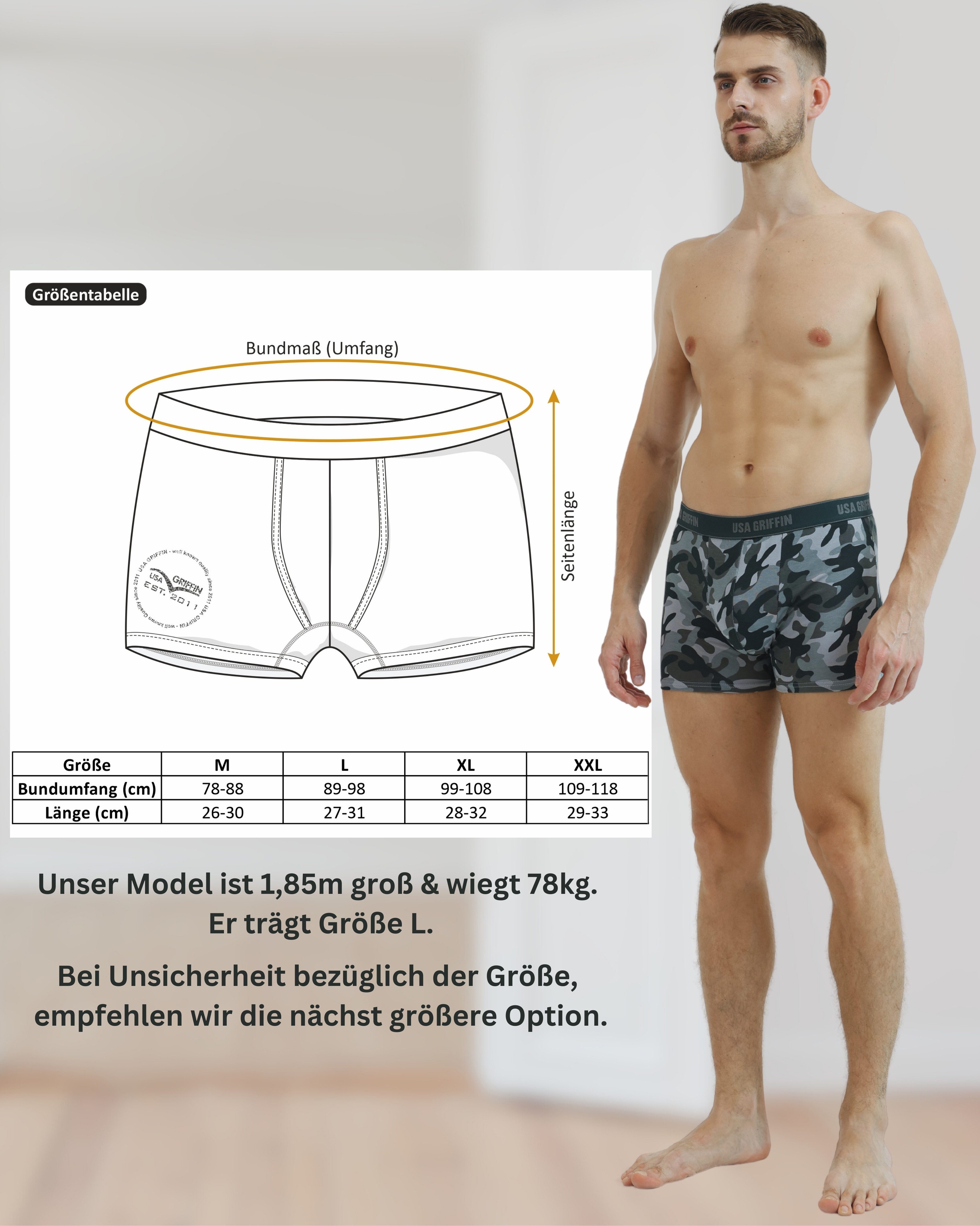 USA Griffin Boxershorts Herren Unterhosen (SET, 3er Pack) Stretchmaterial – Bild 5 von 5