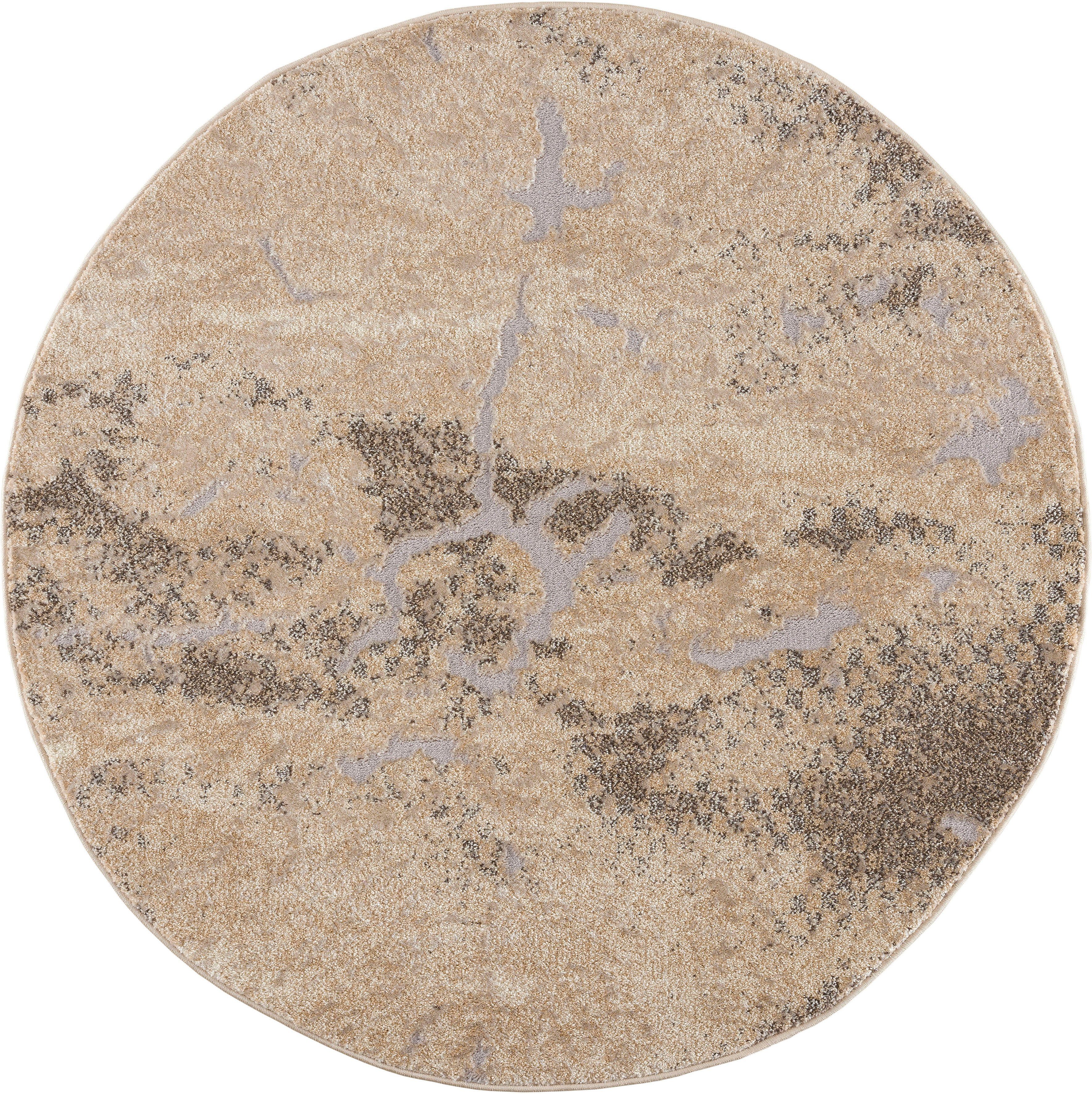 Teppich Marmor, my home, rund, 12 Marmor-Optik mm, natur Höhe