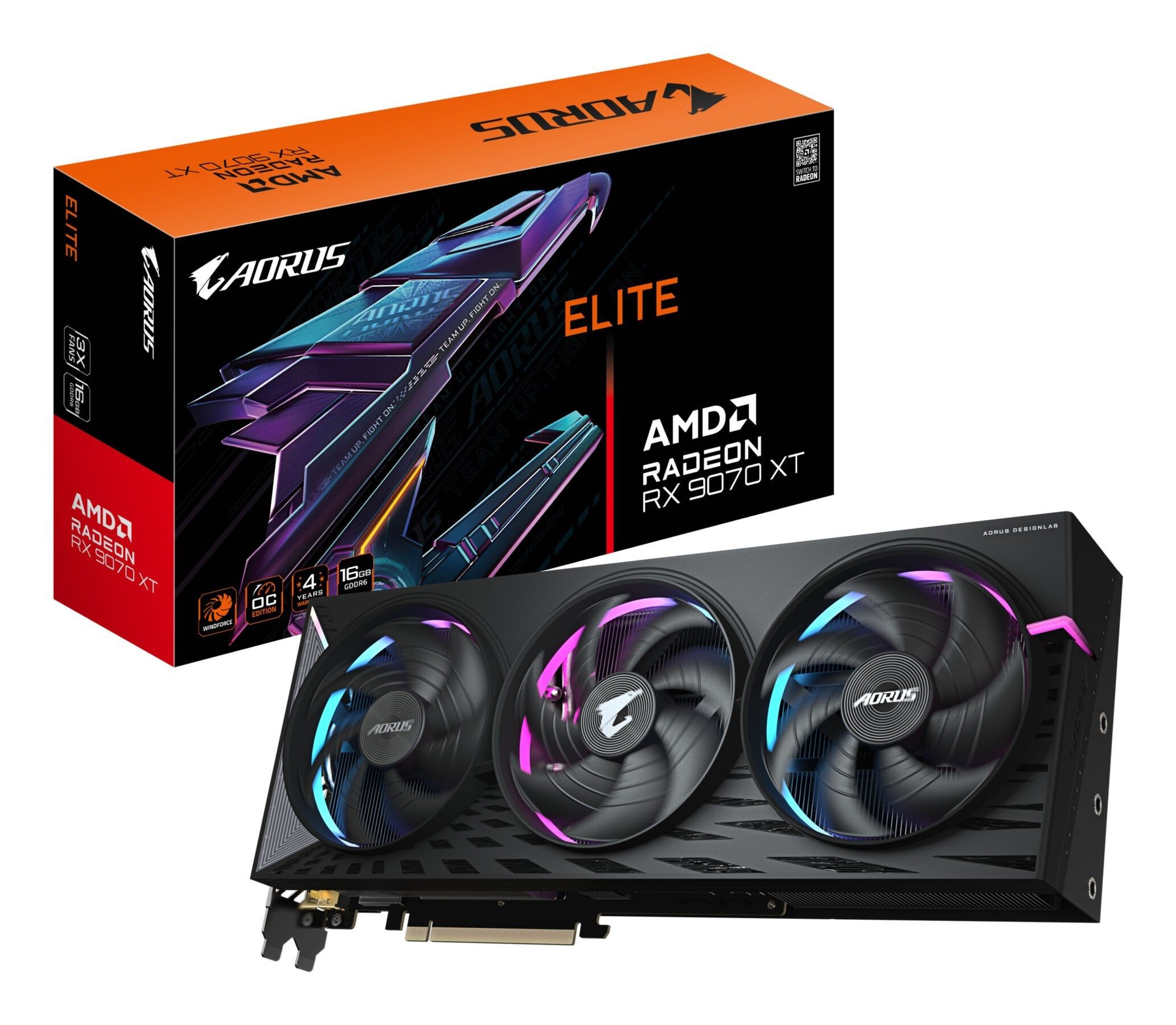Gigabyte AORUS Radeon RX 9070 XT ELITE 16G Grafikkarte - 16 GB GDDR6, 256 Bit, Grafikkarte