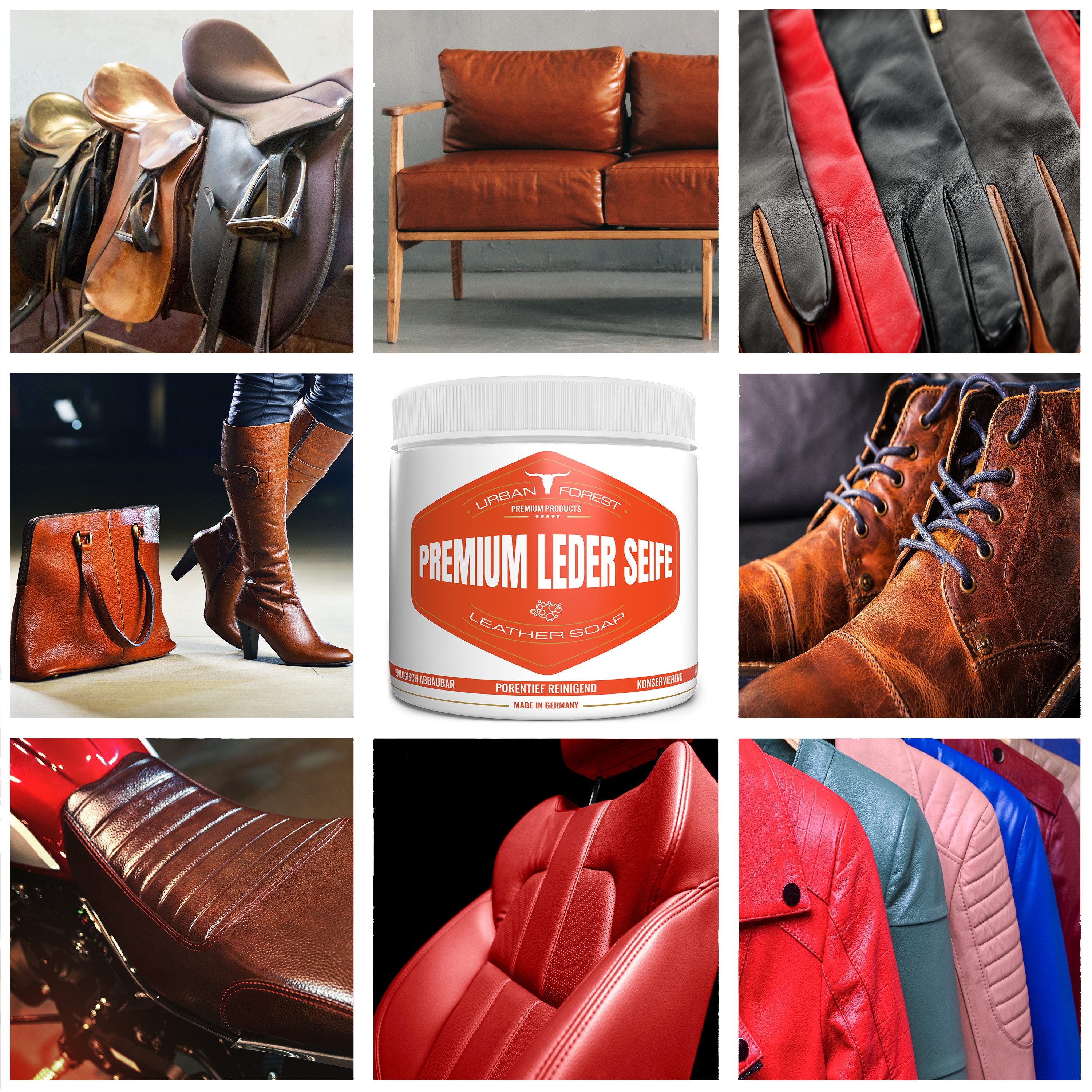 URBAN FOREST Lederseife, Lederreiniger, Lederreinigung für Glattleder Lederreiniger (1-St. Lederreiniger, Lederseife, Lederreinigung, Ledermöbel, Ledersofa)