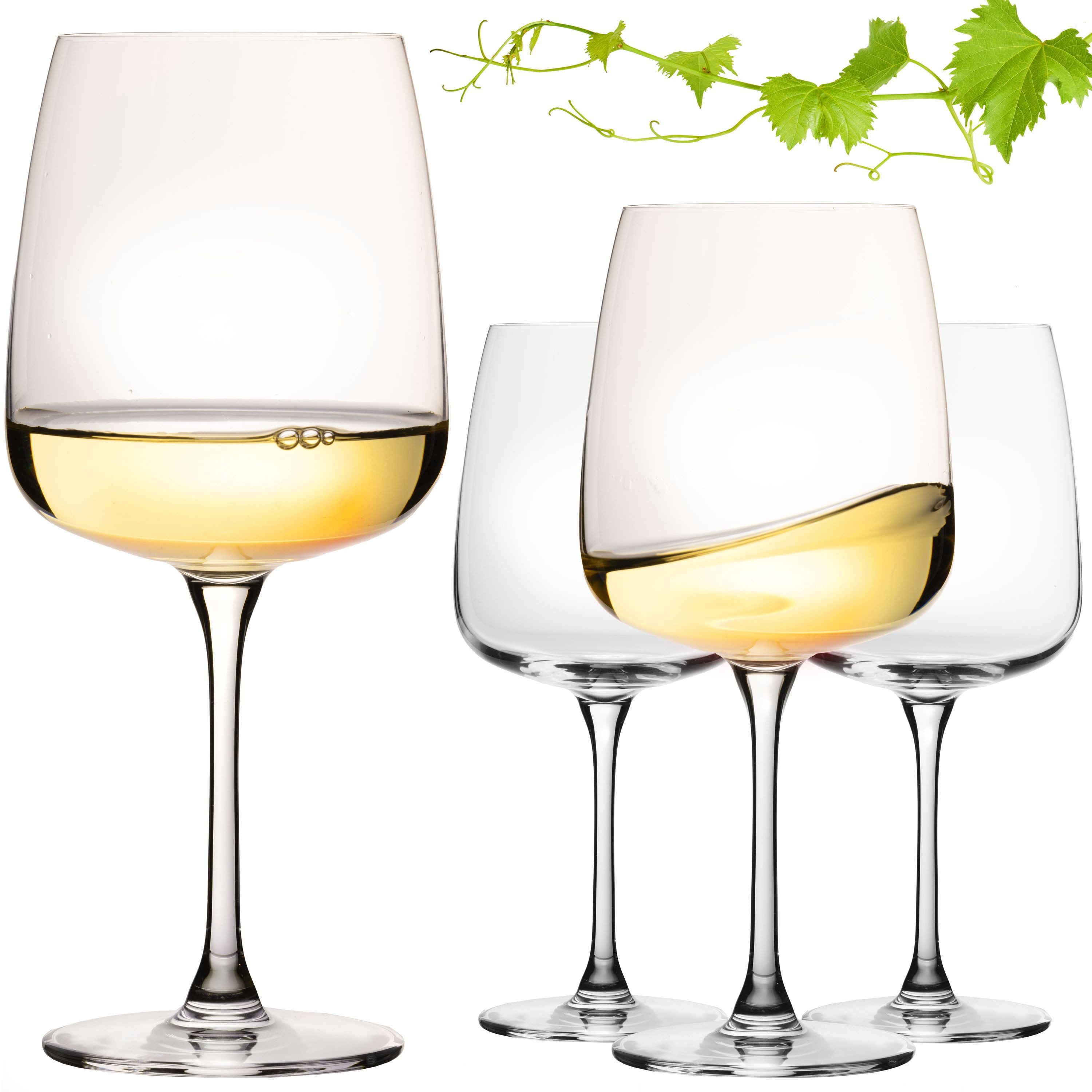 IMPERIAL glass Weinglas Große Eckige Weißweingläser 480ml "Milano" Set 4-Teilig, Crystalline Glas, Chardonnay Glas aus Crystalline Glas Spülmaschinenfest