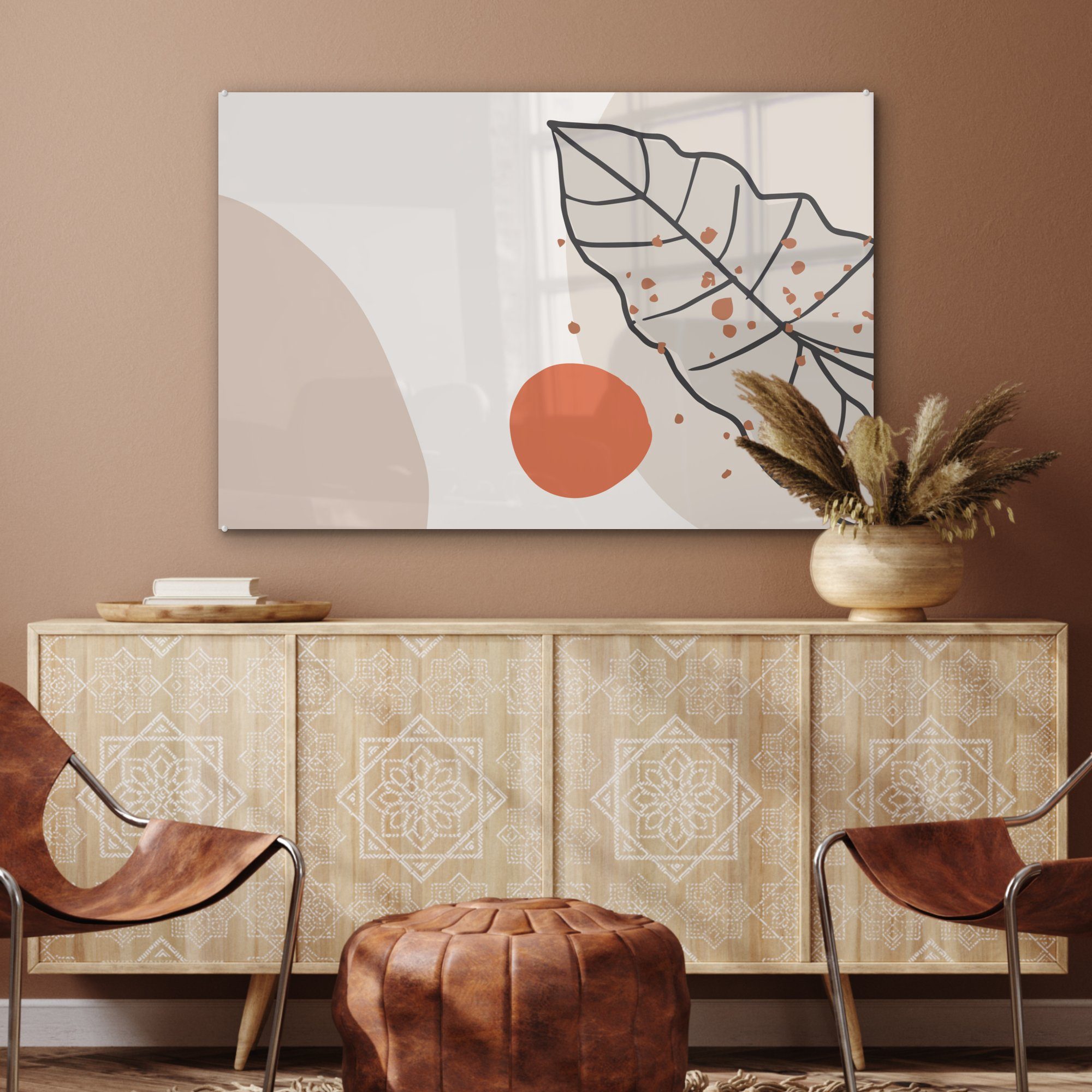 MuchoWow (1 - Acrylglasbild Acrylglasbilder & Wohnzimmer - Orange Schlafzimmer St), Blatt, Sommer