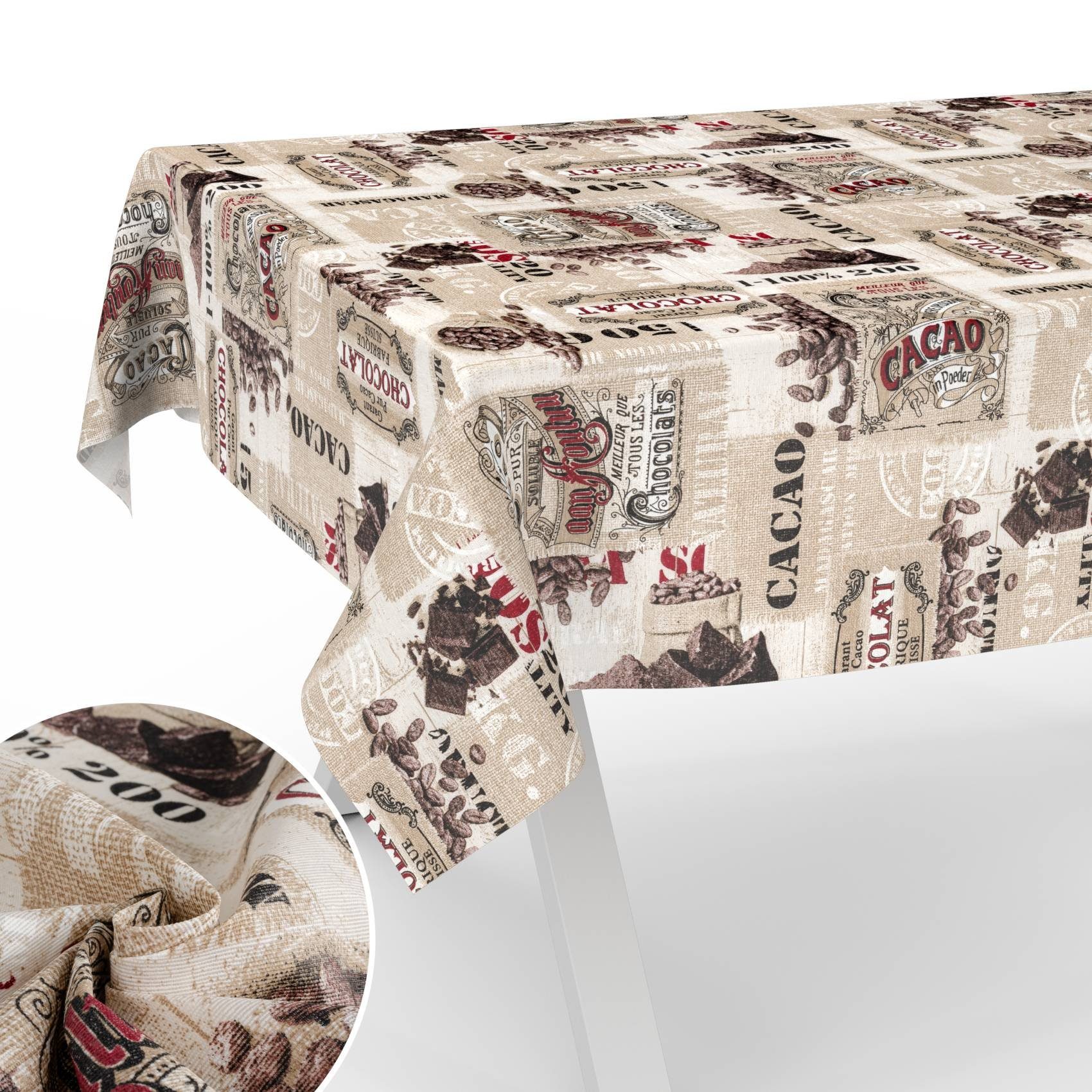 Tischdecke mit Tee und Kaffee aus Textil Tischtuch mit Beschichtung Tischwäsche