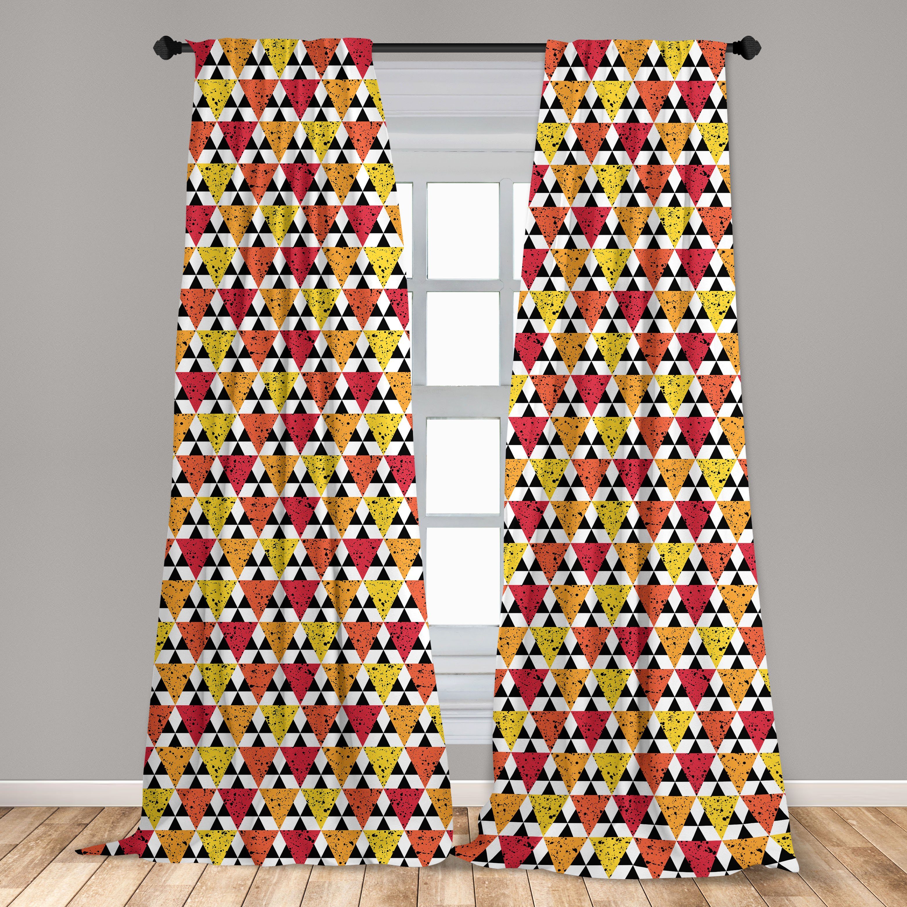 Gardine Vorhang für Wohnzimmer Spritzer Grunge Geometrisch Schlafzimmer Abakuhaus, Triangles Microfaser, Dekor