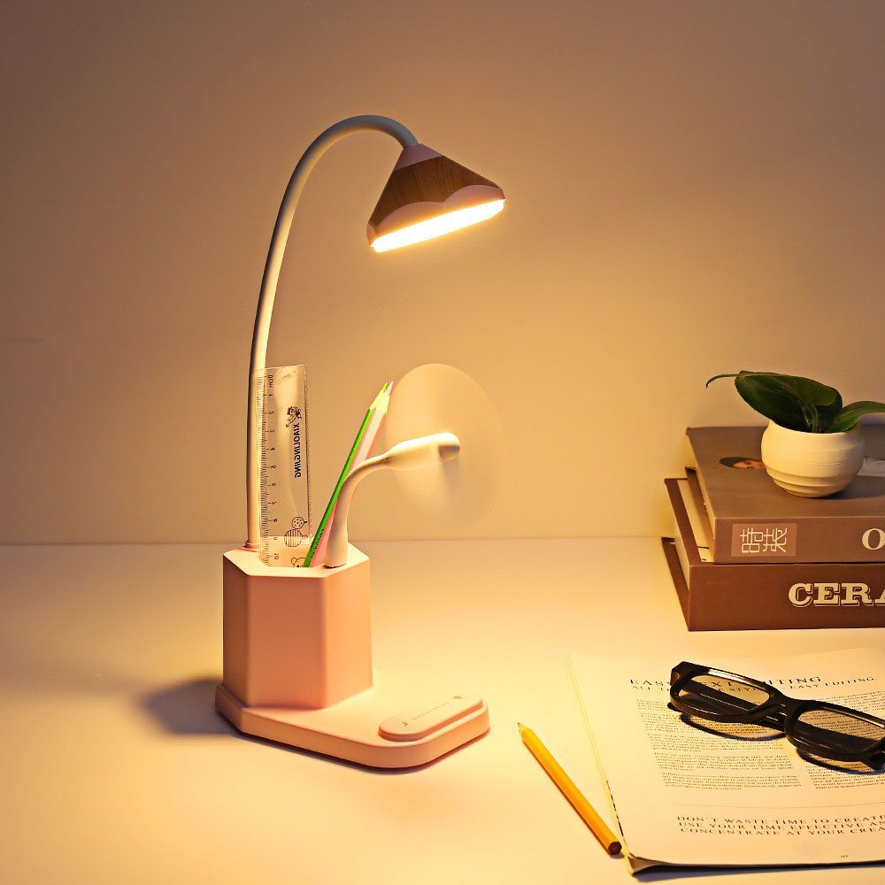 MOUTEN LED Schreibtischlampe Bleistift-Schreibtischlampe, Touch-Schreibtischlampe Rosa wiederaufladbare