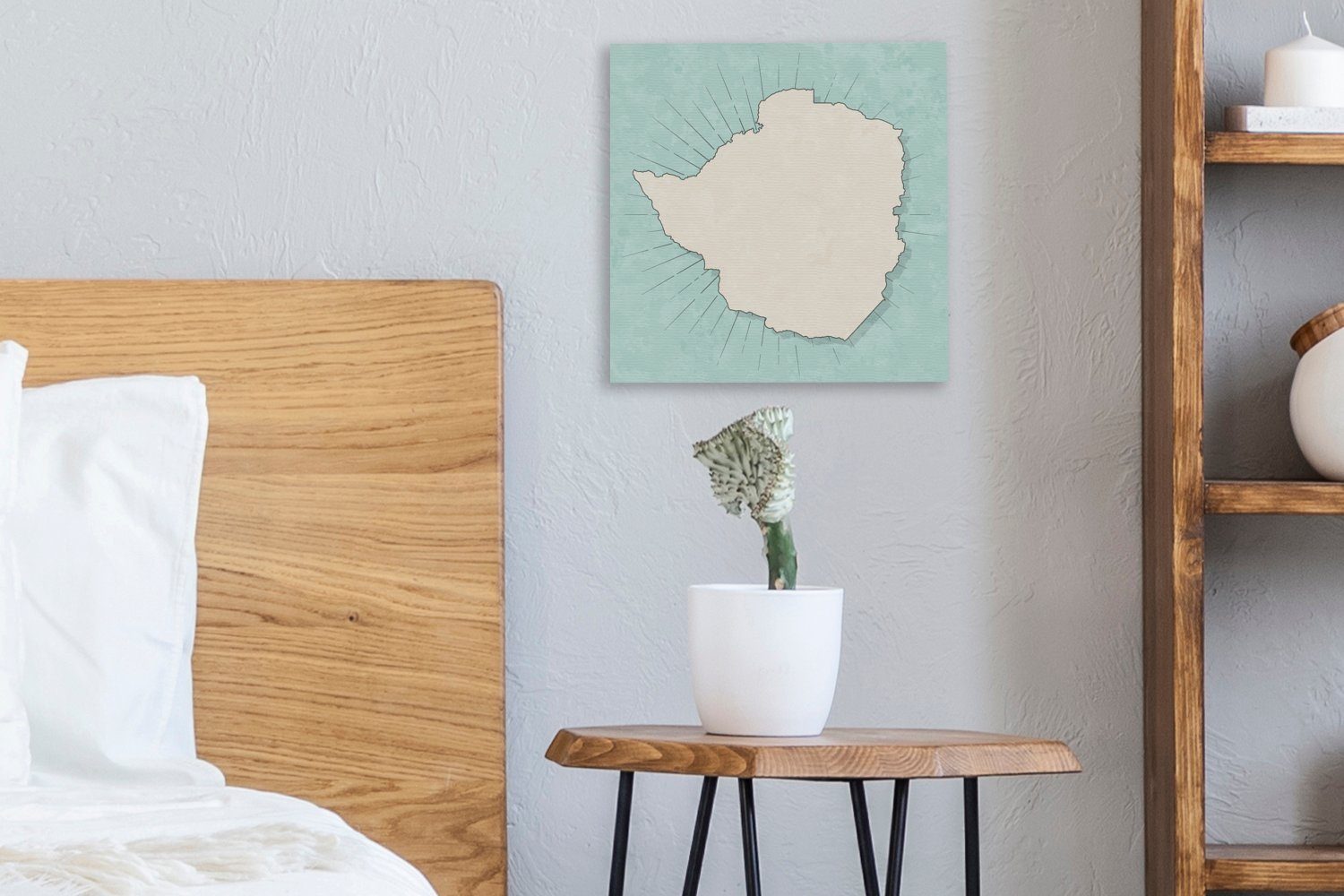 St), dünnen, mit OneMillionCanvasses® Hintergrund Leinwand von Eine für Schlafzimmer (1 blauem Illustration Leinwandbild Bilder auf Simbabwe Wohnzimmer