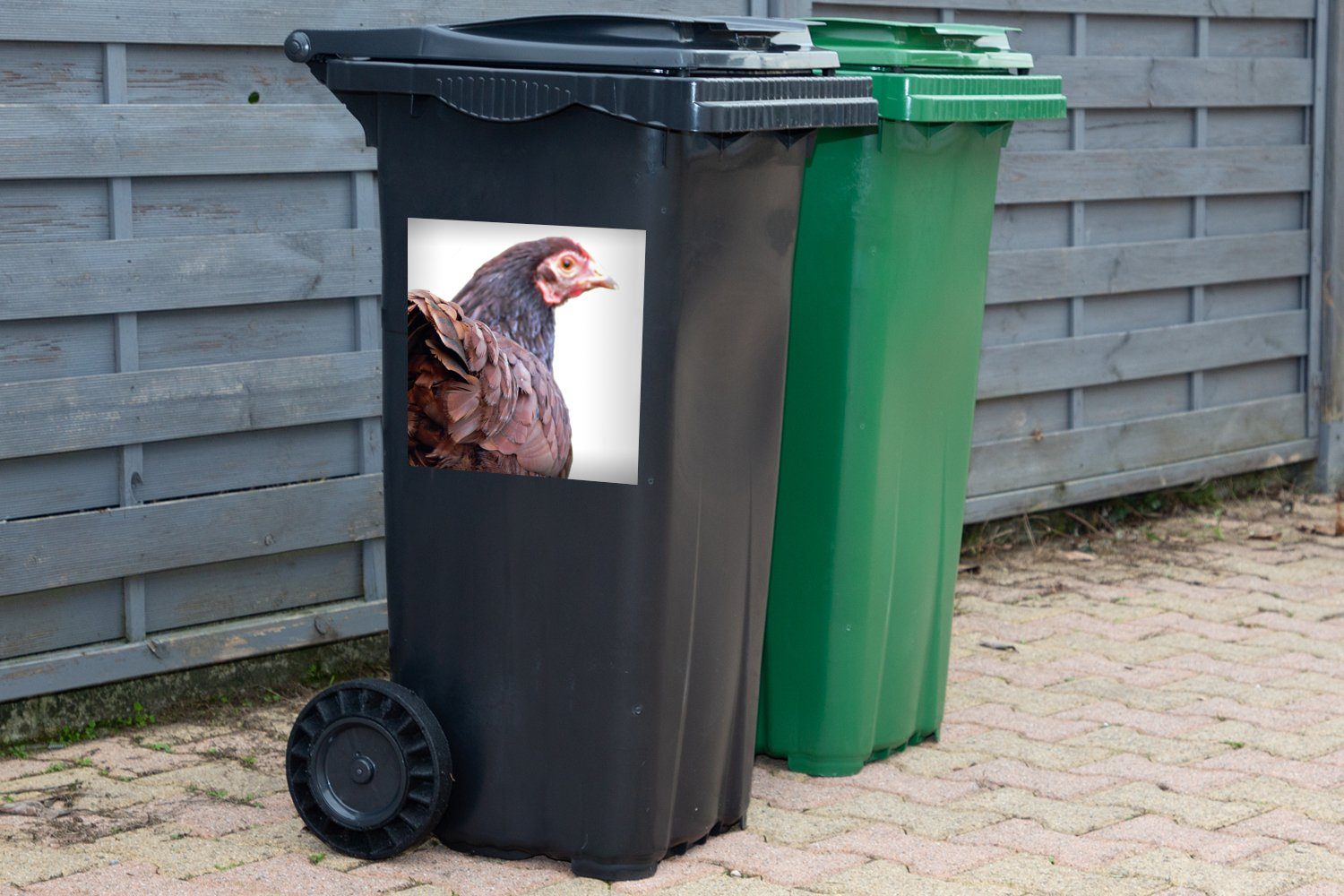 Rückansicht Wandsticker (1 Container, MuchoWow eines St), Abfalbehälter Mülleimer-aufkleber, Huhns Mülltonne, Sticker,