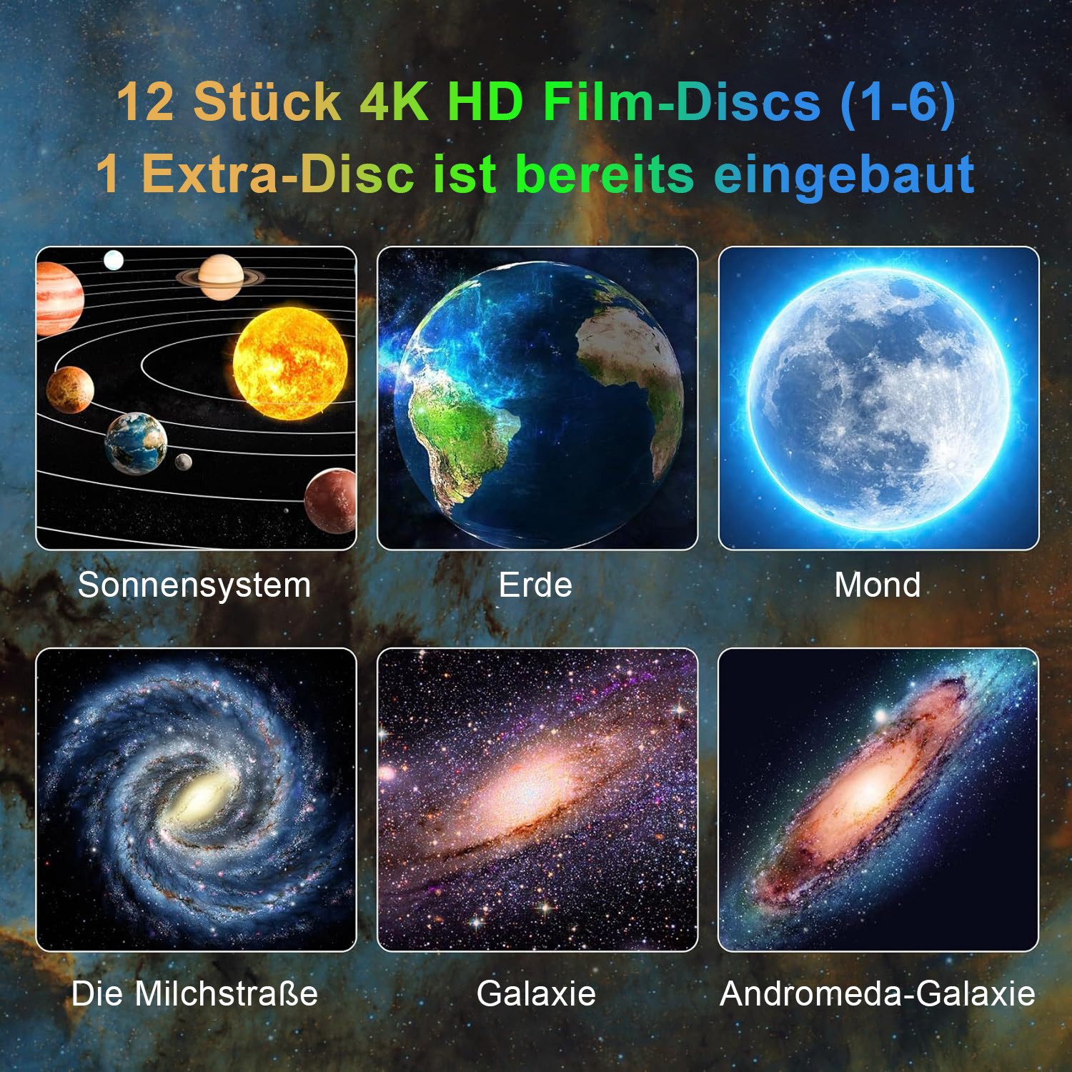Jibenhome Nachtlicht Sternenhimmel Projektor 12 Disc, Galaxy Projector Eins günstig online kaufen