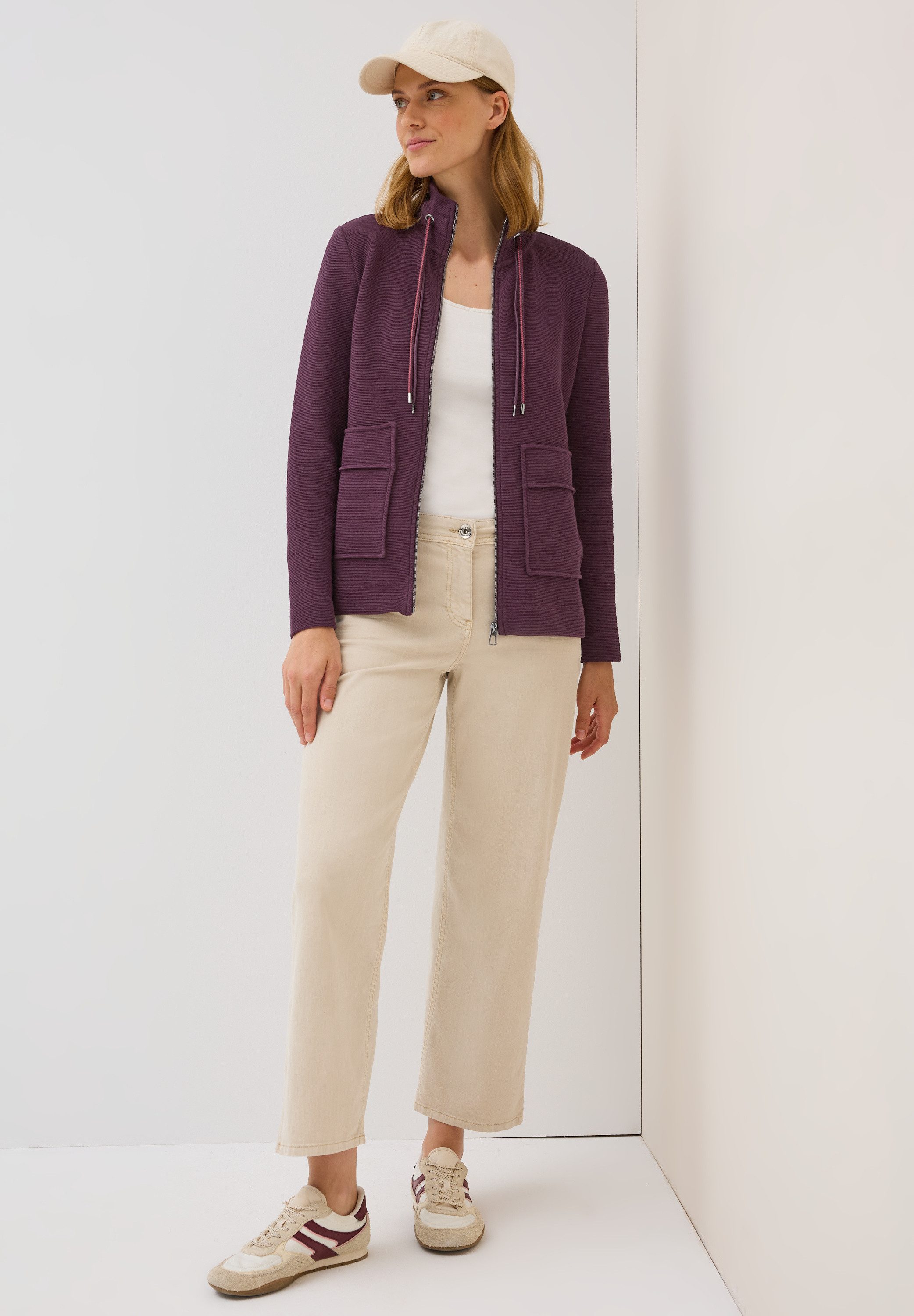 CECIL Sweatjacke im Ottoman-Look und Stehkragen, Struktur-Optik