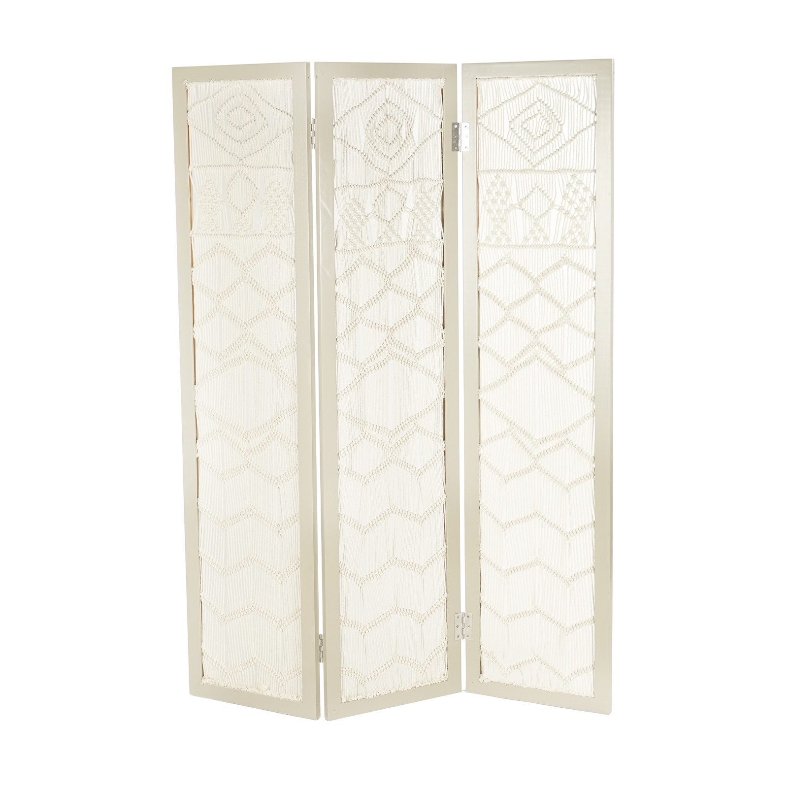 CREEDWOOD Paravent RAUMTEILER "BOHO", 166x123cm, Makramee, grau, Deko Paravent