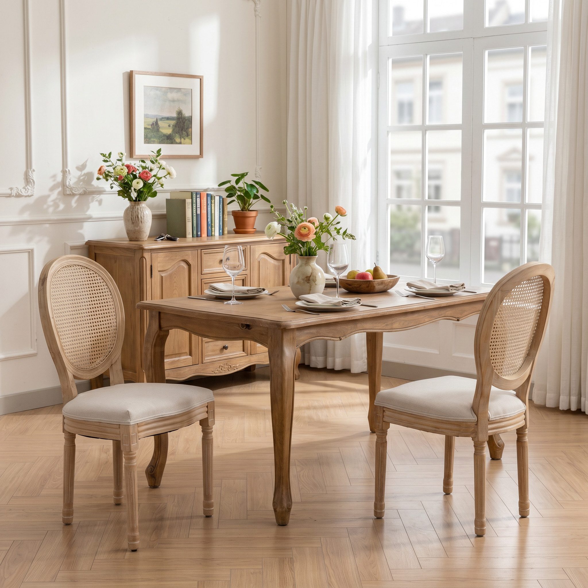 LIVIHOME Esszimmerstuhl MIRA (Set, 2 St), Gepolsterte Sitzfläche, Holzgestell, wohnliches Design und 2er-Set
