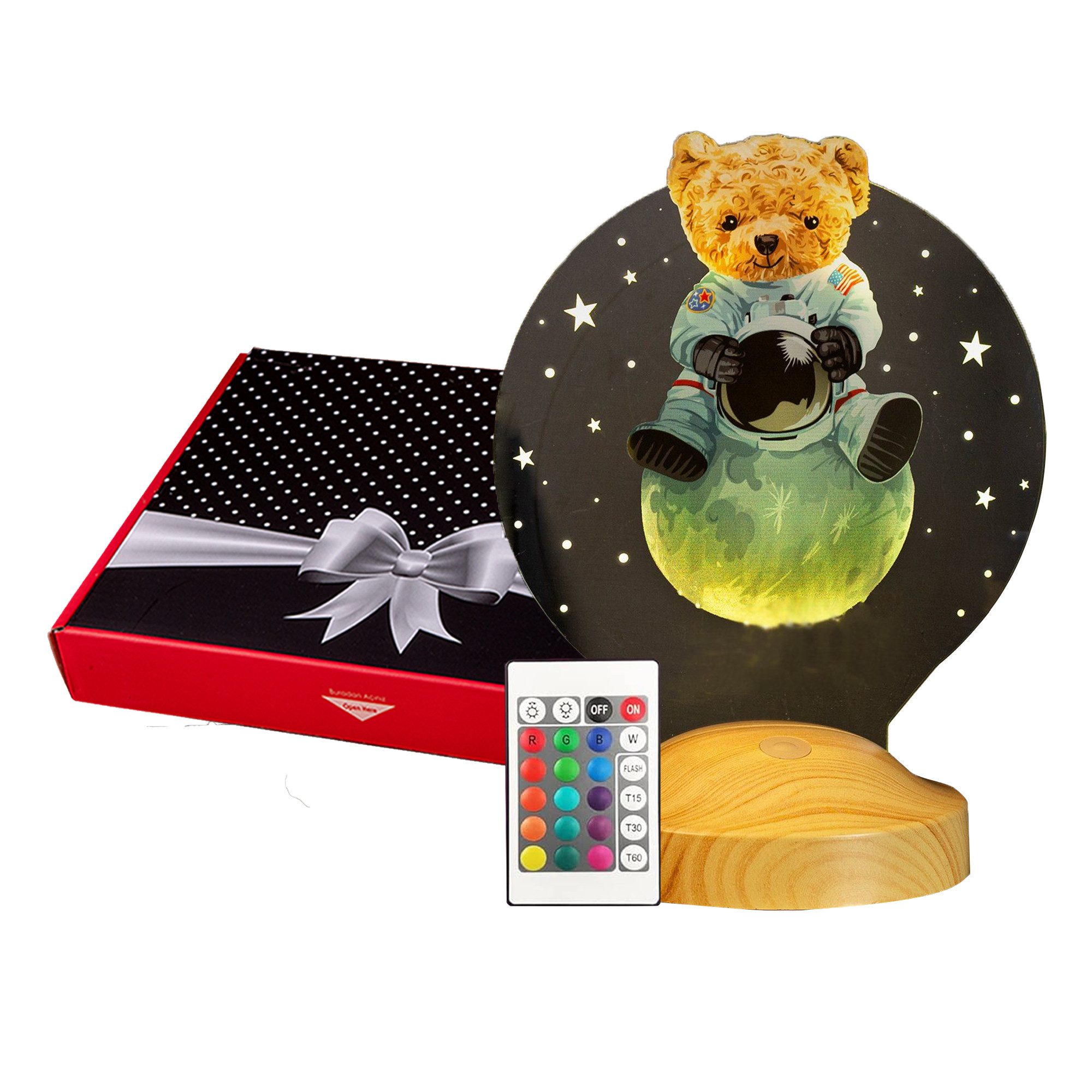 Nachttischlampe Teddybär Geschenke Teddybaer 3D Licht UV Druck Geburtstagsgeschenk