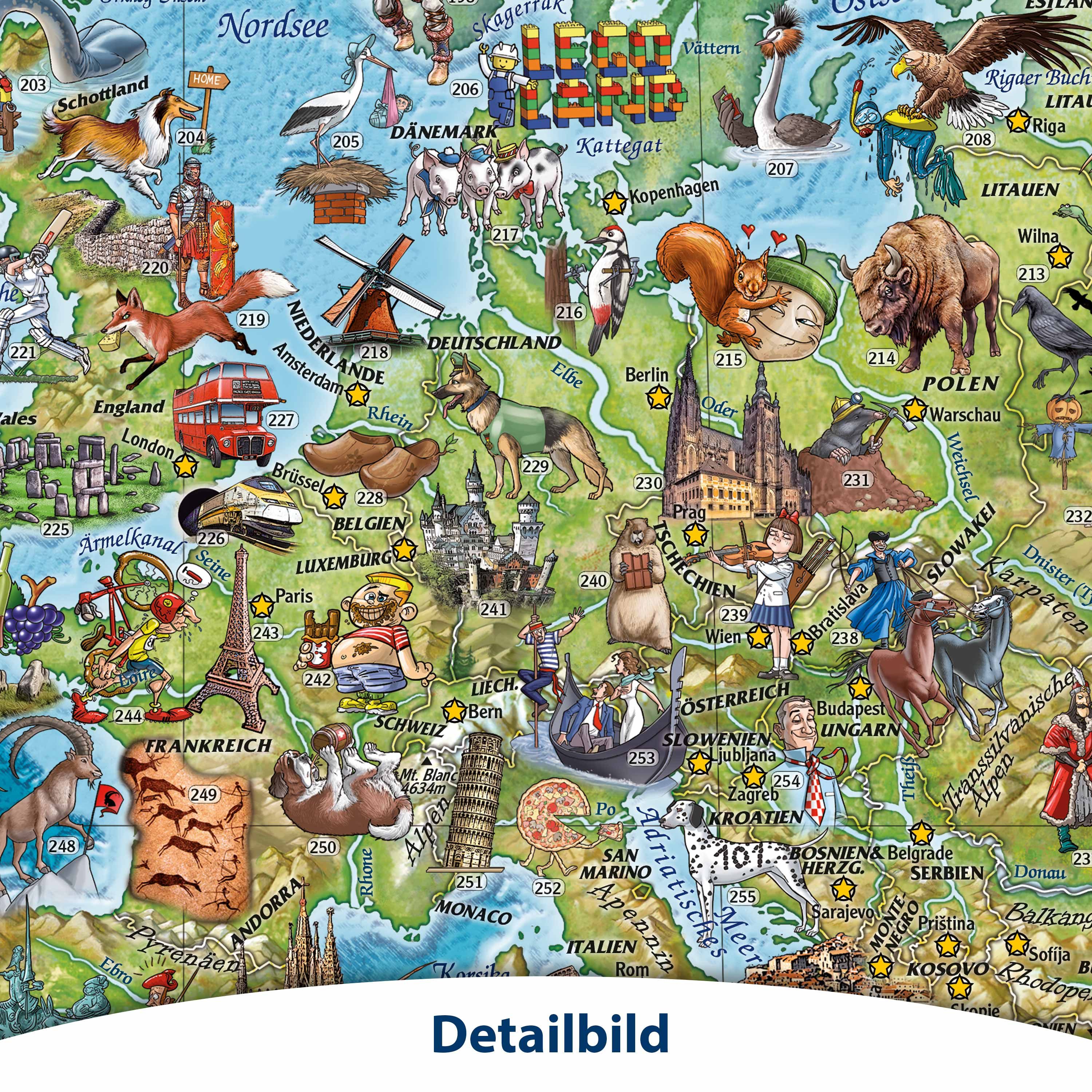 Interkart Landkarten & Globen GmbH Poster Kinder Weltkarte "Fantastische Welt" - Deutsch - XXL - Beschichtet
