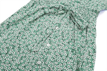 AFAZ New Trading UG Strandkleid Sommerkleid Damen Kurzarm Casual V-Ausschnitt Blumendruck Kleider Strandkleider Schlitz Midikleid Cocktailkleid Partykleid mit Gürtel