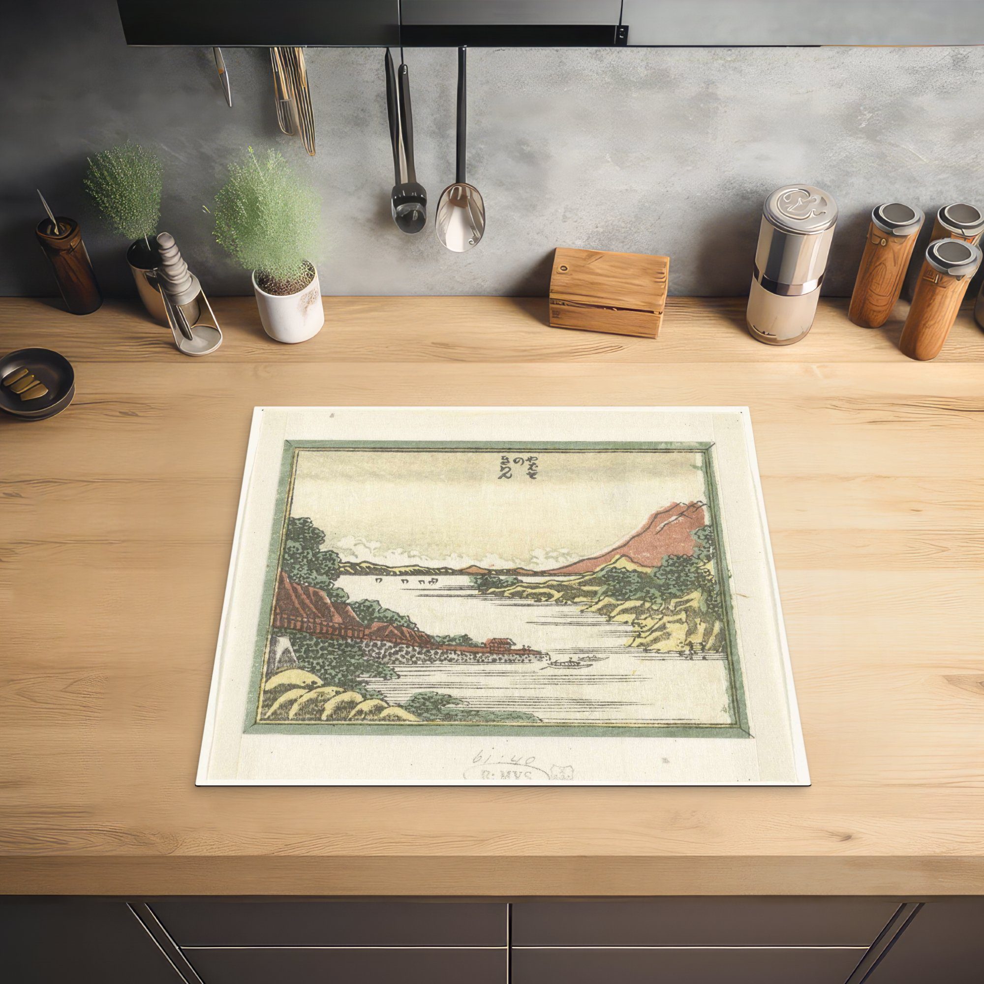 MuchoWow Herdblende-/Abdeckplatte Zurückkehrende - für bei 59x52 von Schiffe Gemälde Katsushika Yabase die (1 Hokusai, küche, Ceranfeldabdeckung cm, Vinyl, tlg), Induktionsmatte