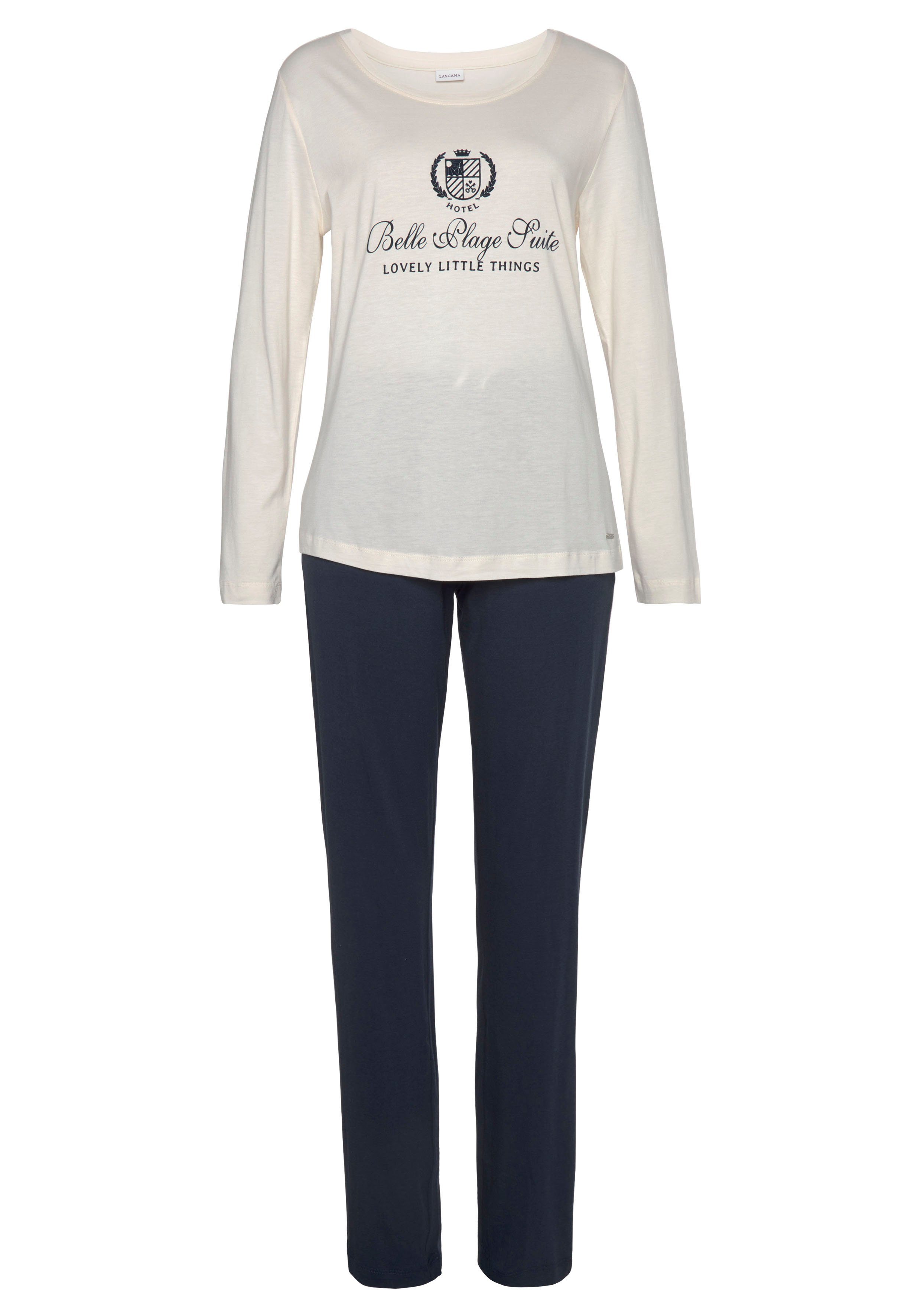 LASCANA Pyjama (2 tlg) mit Flockdruck günstig online kaufen