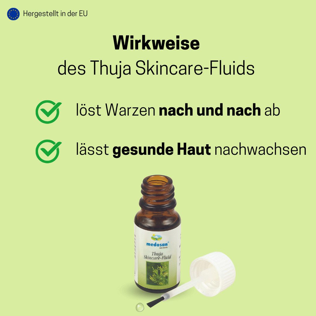 Medosan Warzen-Behandlungsstift Thuja Skincare-Fluid, 10ml mit Dosierpinsel, schnelle Entfernung lästiger Warzen