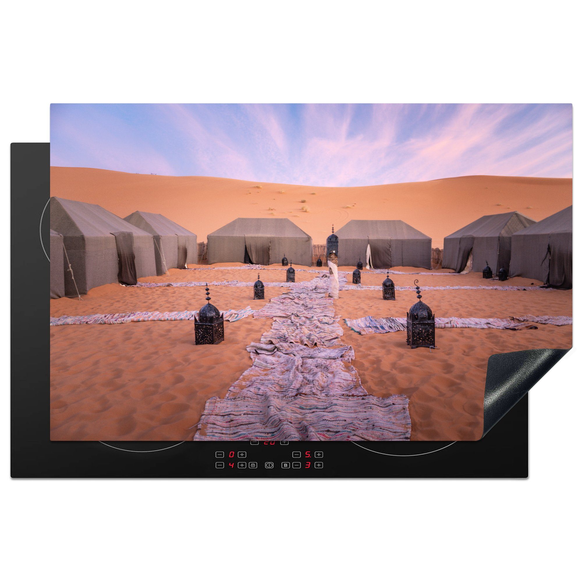 MuchoWow Herdblende-/Abdeckplatte Zelte in der Wüste Sahara, Vinyl, (1 tlg), 81x52 cm, Induktionskochfeld Schutz für die küche, Ceranfeldabdeckung