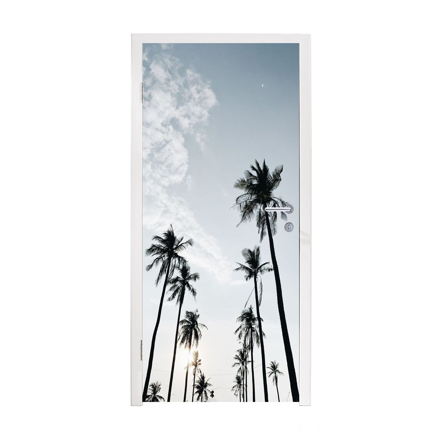 Tropisch, Sommer - Matt, Türtapete Palmen St), Türaufkleber, (1 cm MuchoWow für bedruckt, 75x205 Tür, Fototapete -
