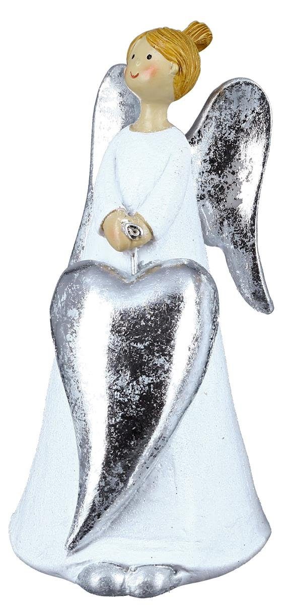 Herz weiß cm Weihnachtsdeko-Figur Engelfigur 8 Engel silber dekojohnson