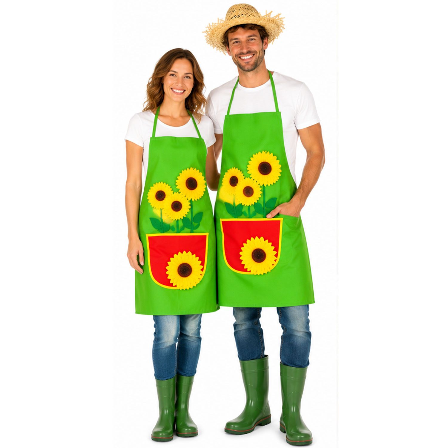 Das Kostümland Kostüm Gärtnerschürze mit Sonnenblumen, Grillschürze Karneval Party