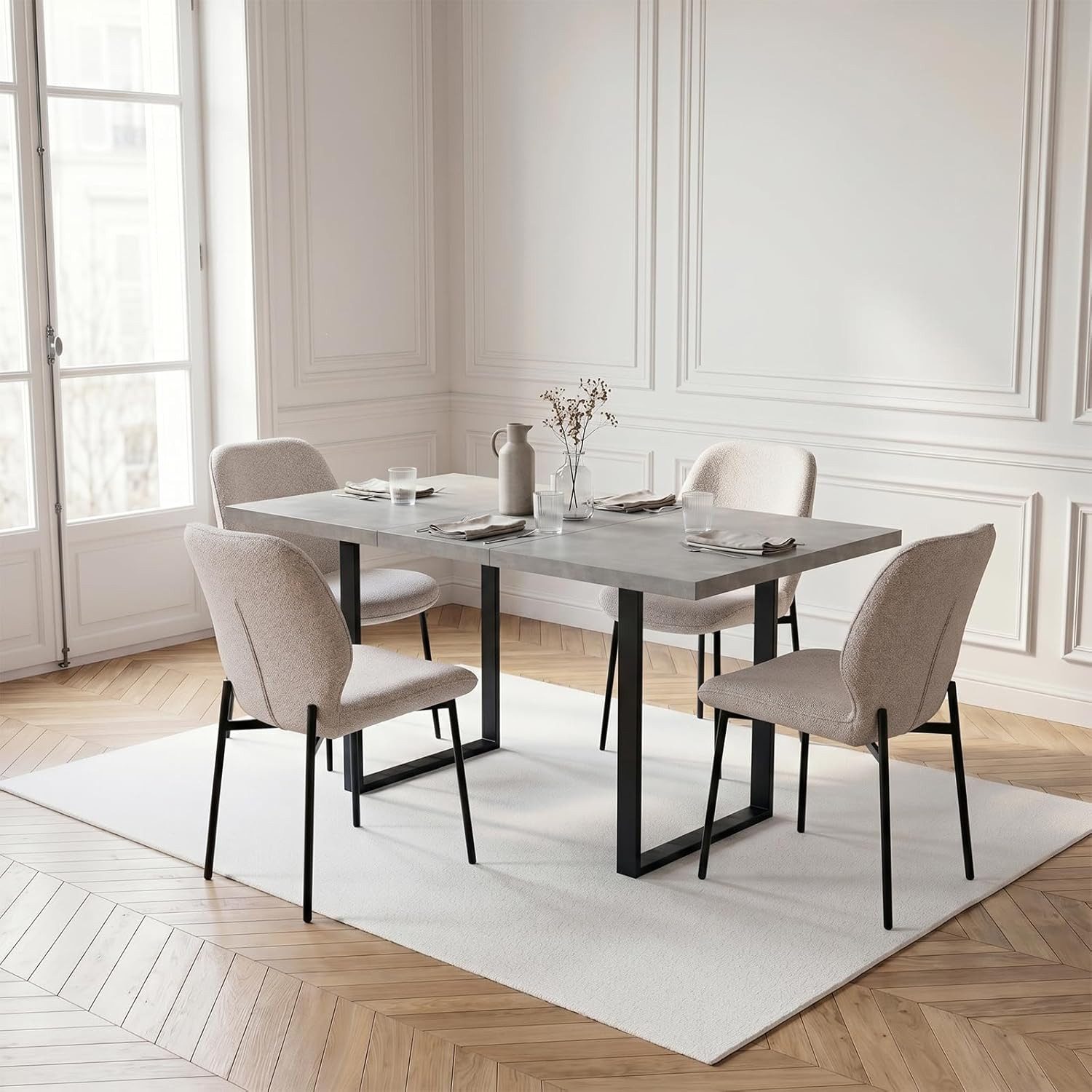 Jiexi Esszimmerstuhl Esszimmerstuhl 2/4/6er-Set Polsterstuhl moderner Küchenstuhl Schwarz