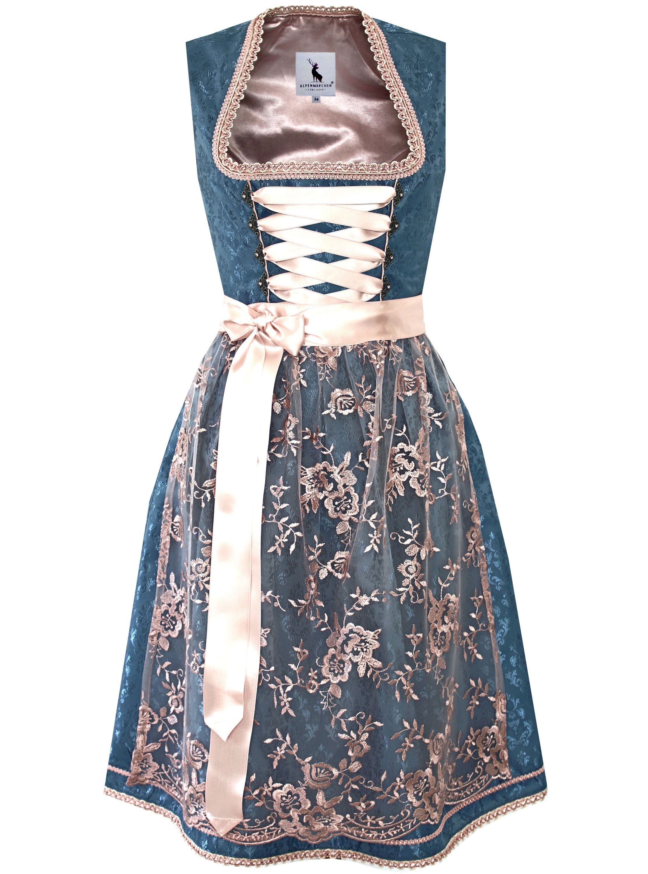Alpenmärchen Dirndl Dirndl Zoe in blau und rosa - ALM914 günstig online kaufen