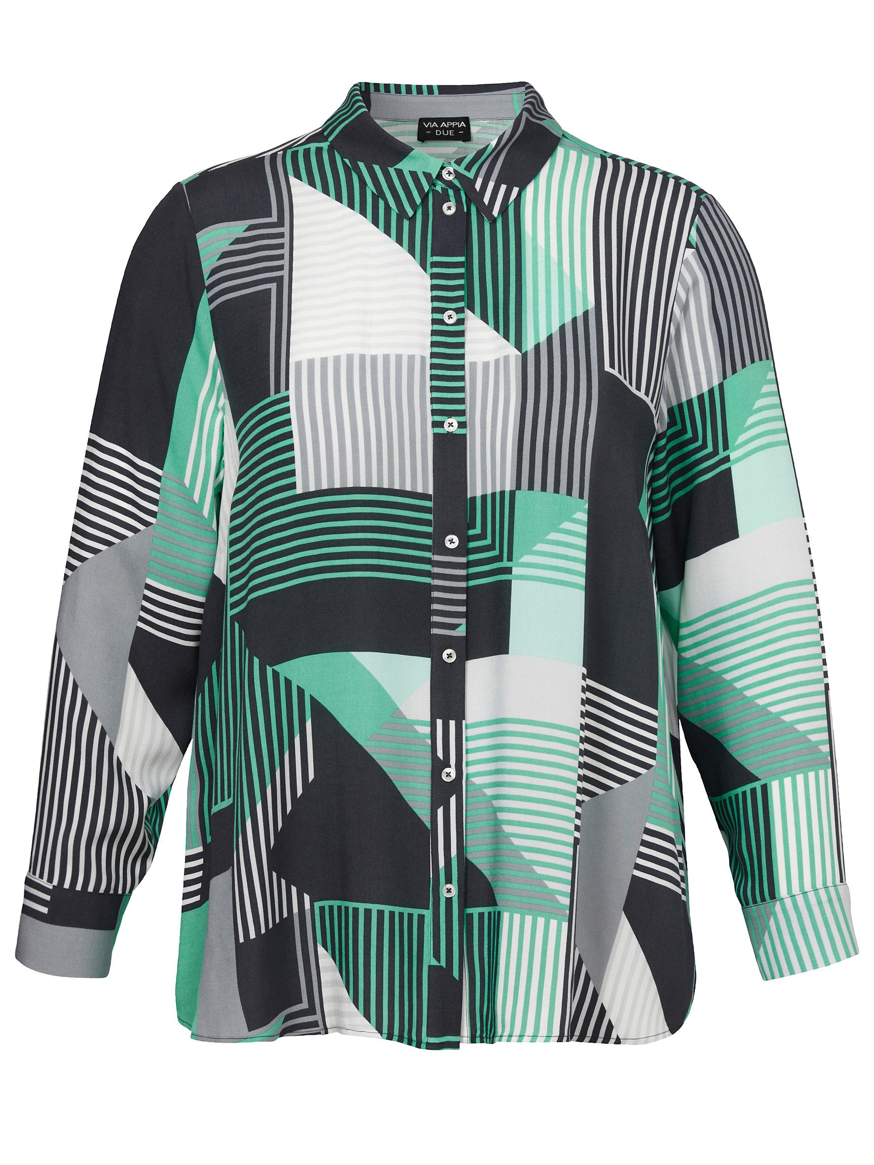Langarmbluse Bluse Hemdkragen 1/1 Arm Druck