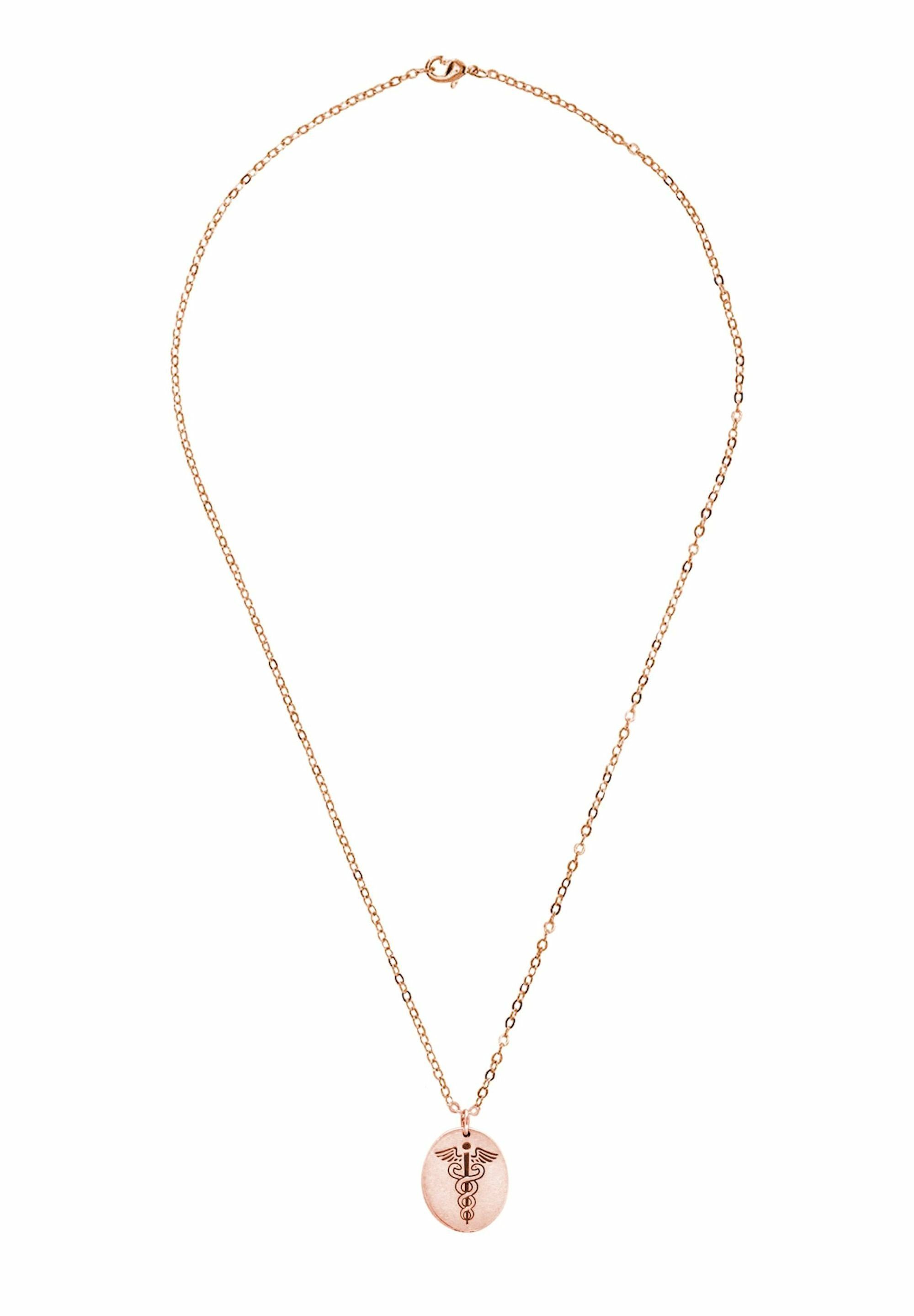 Gemshine Kette mit Anhänger Caduceus rose gold coloured | Halsketten