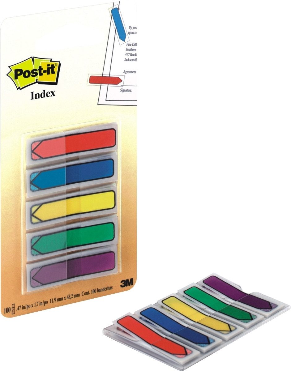 Post-it Notes Haftnotizblock Haftstreifen Index Pfeile rot blau gelb grün lila