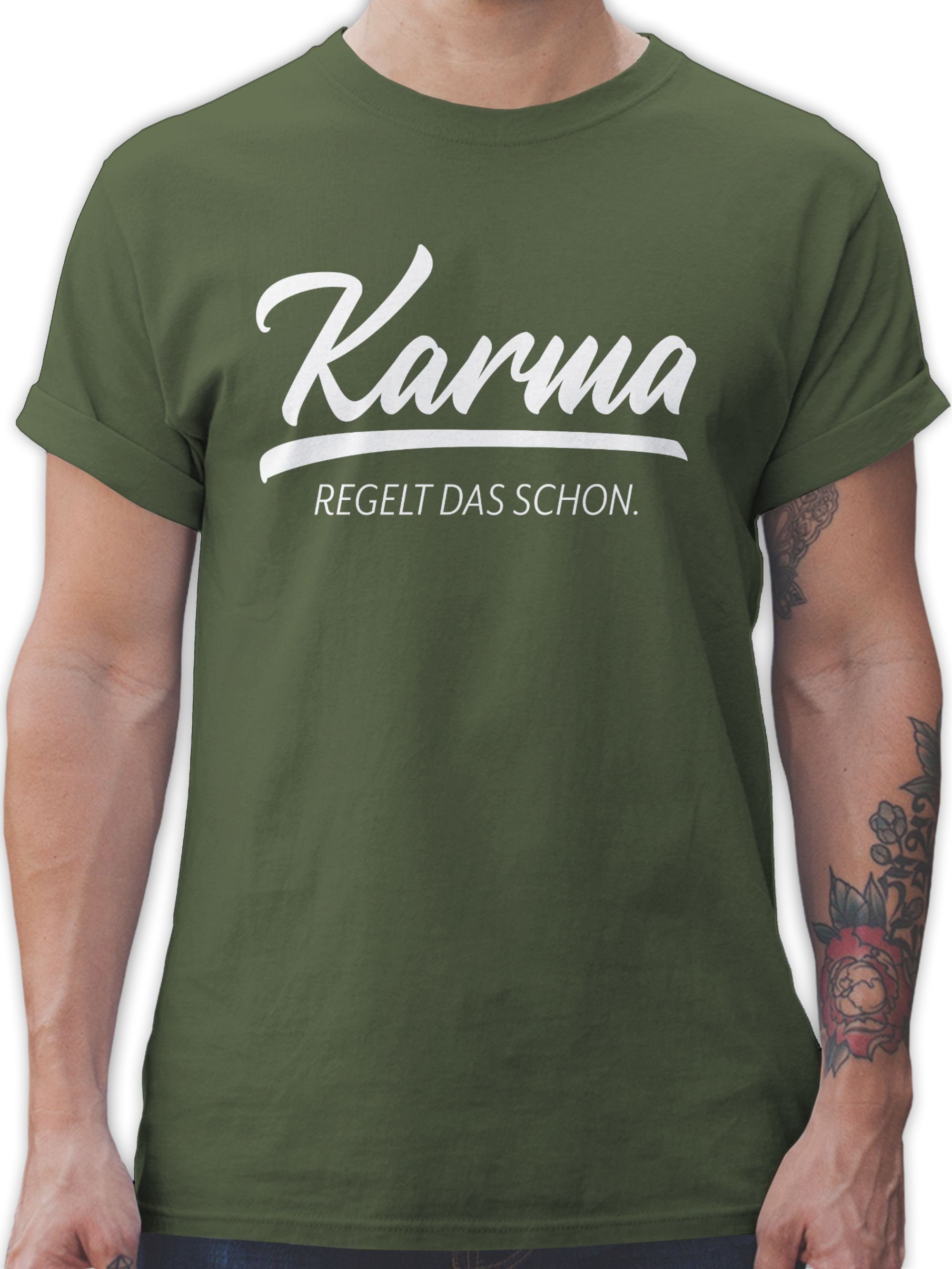 Shirtracer T-Shirt Karma - regelt das schon Sprüche Statement mit Spruch 03 Army Grün
